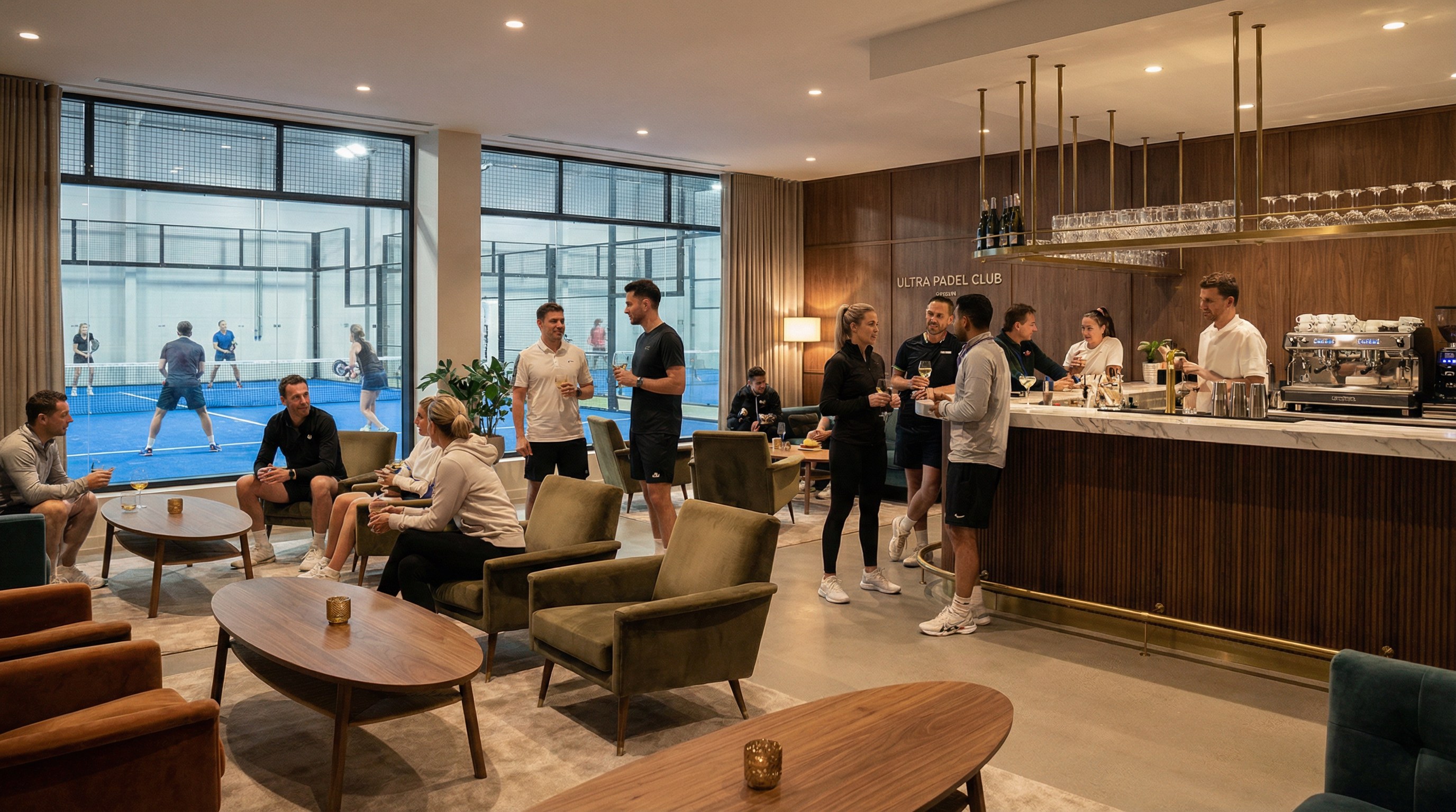 luxury padel club lounge