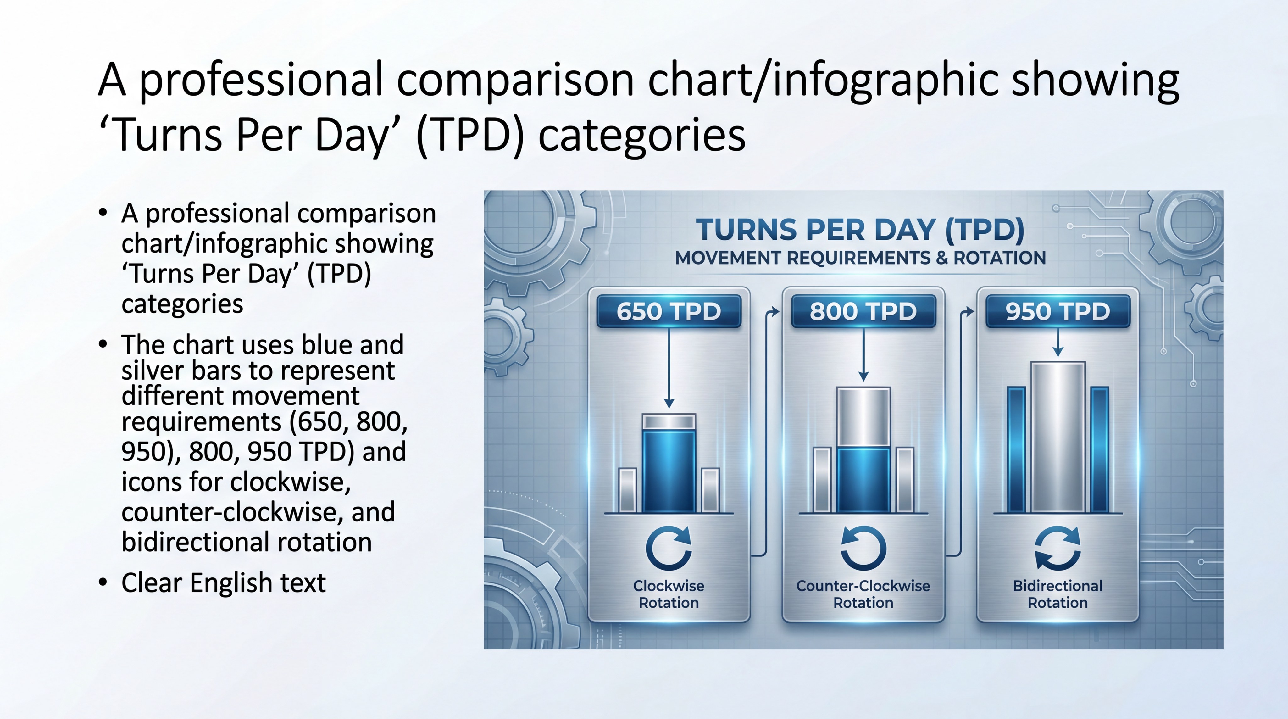 professional comparison chart showing Turns Per Day categories