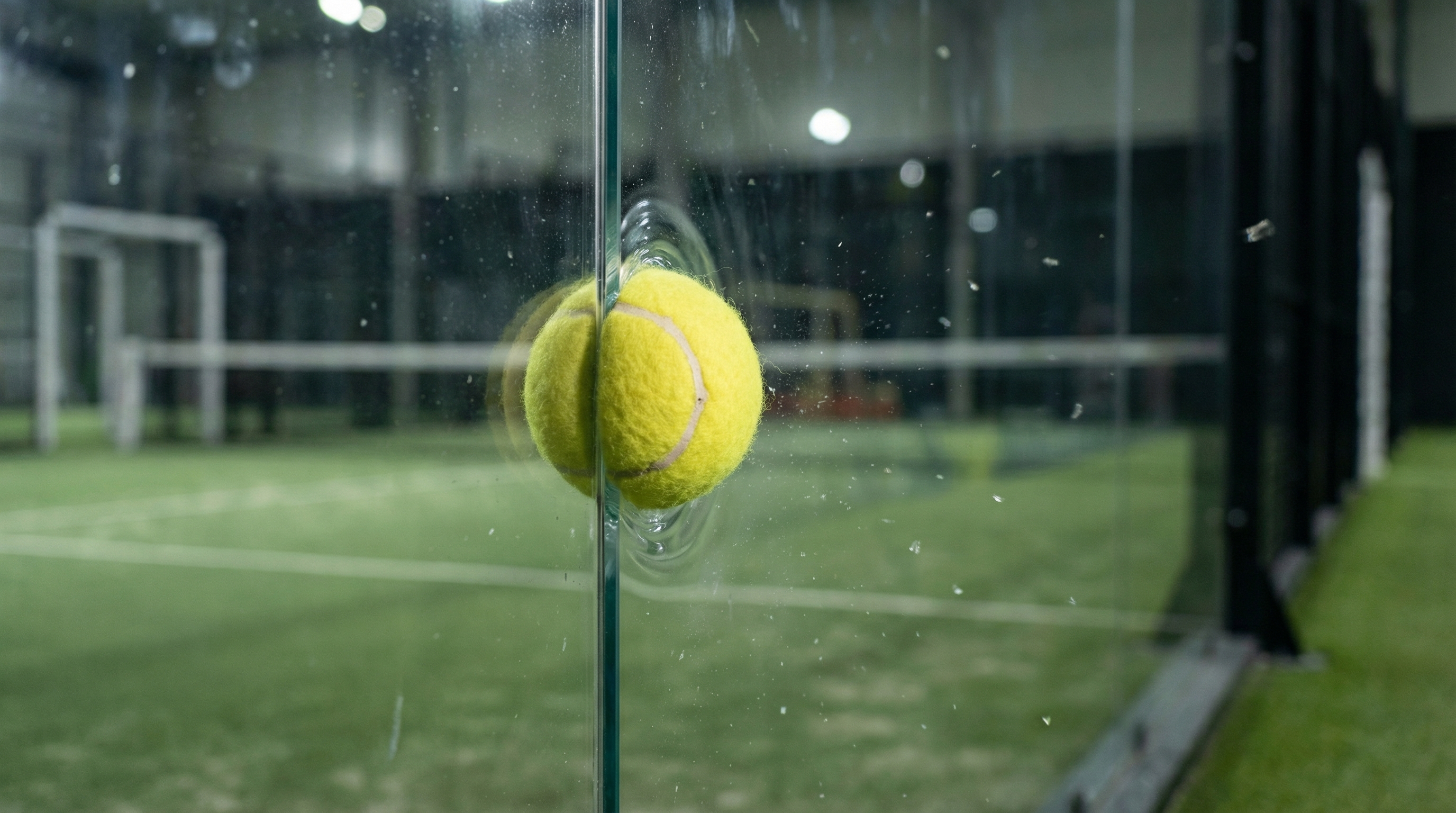 padel ball impact glass wall
