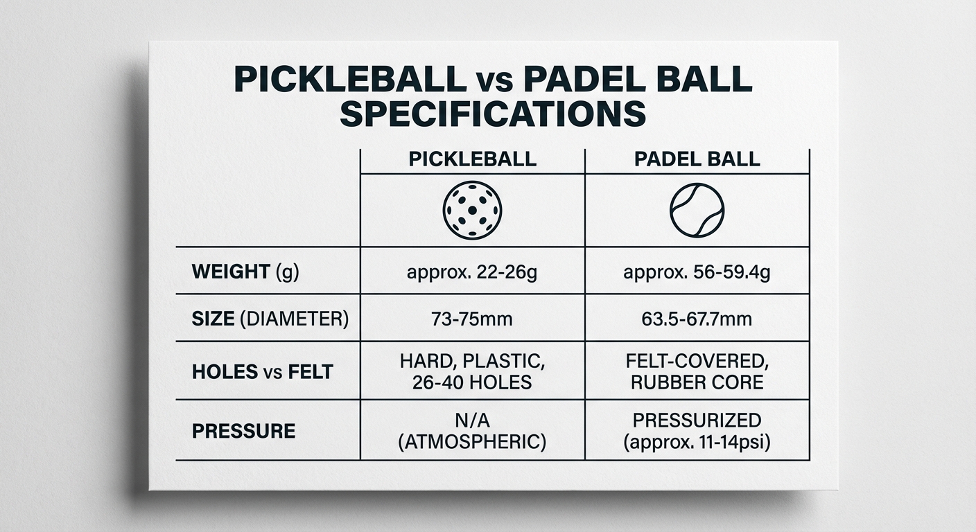 Pickleball vs Padel Ball Specifications