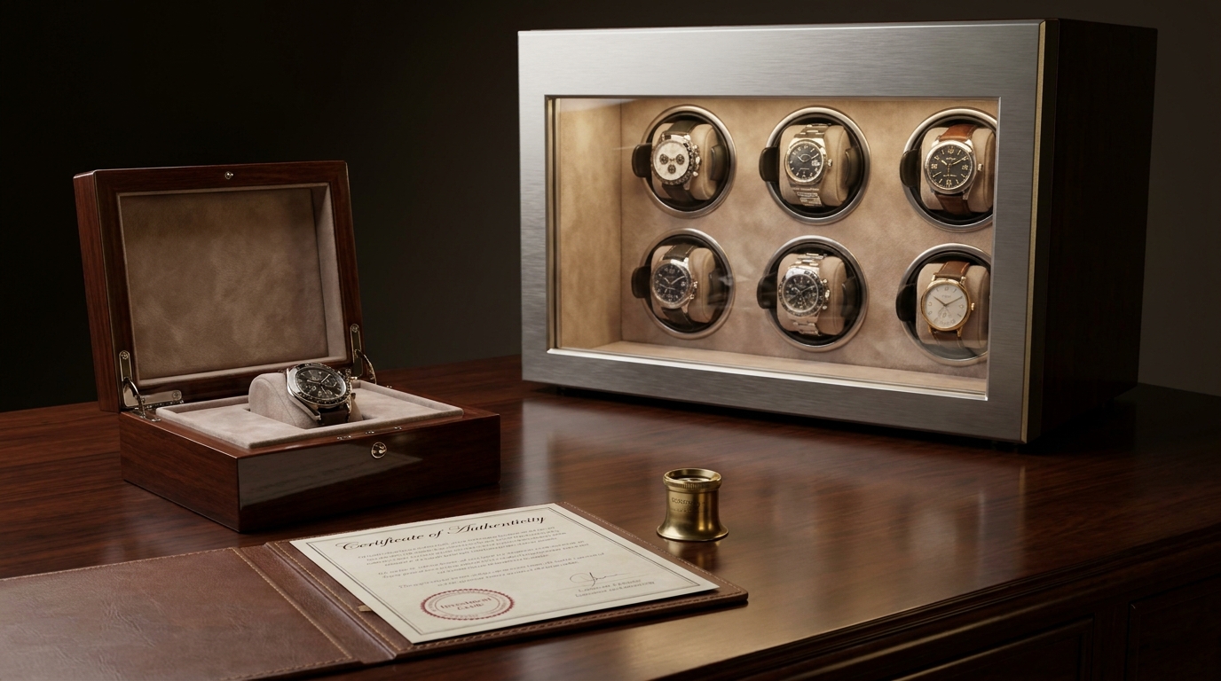 Luxury watch collection desk