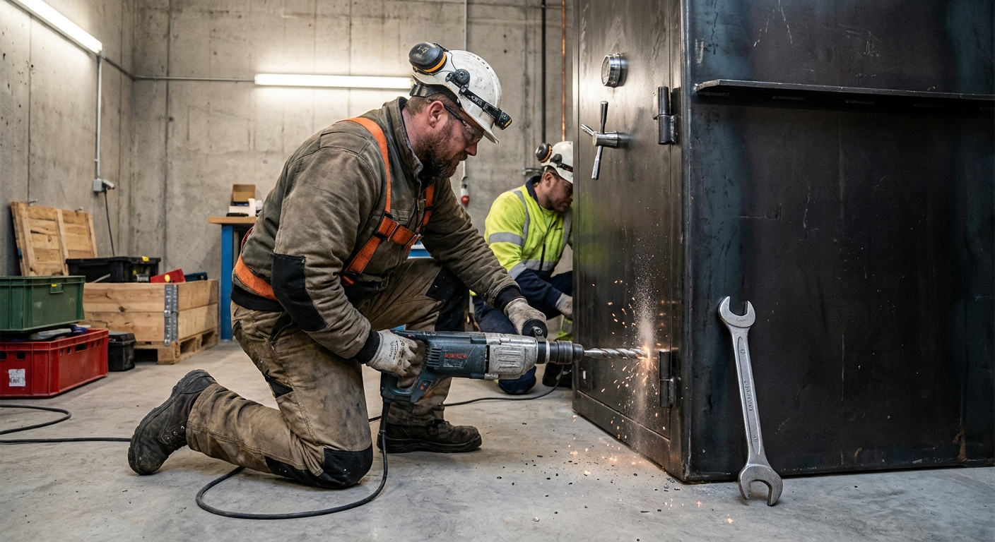 Professional Technician Installing Bolted Watch Safe