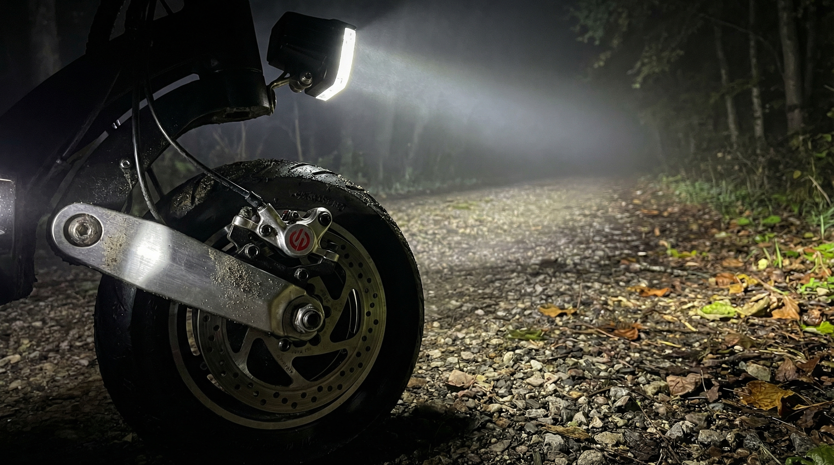Scooter brake and headlight closeup