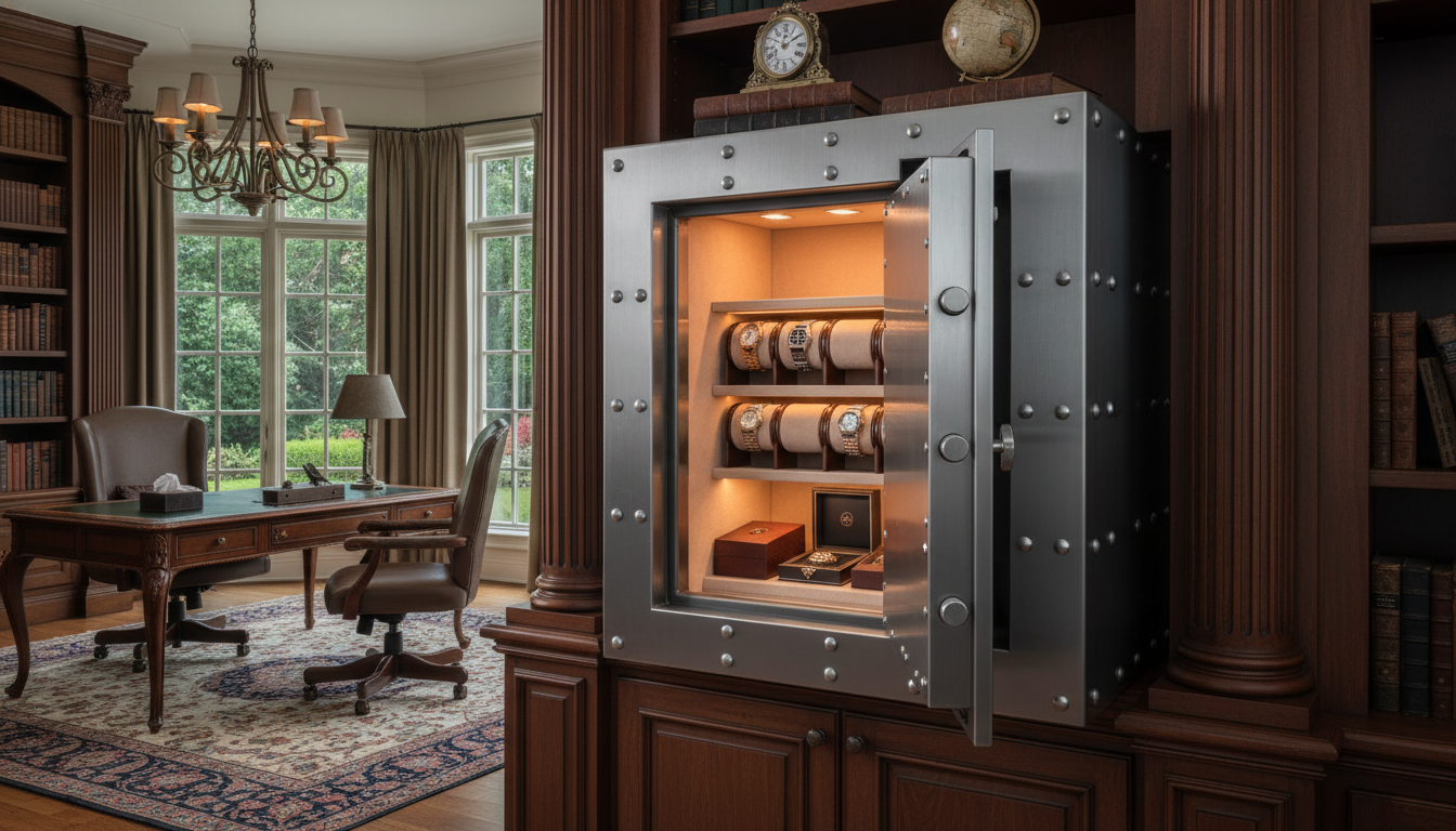 Display of a luxury safe with watch winders