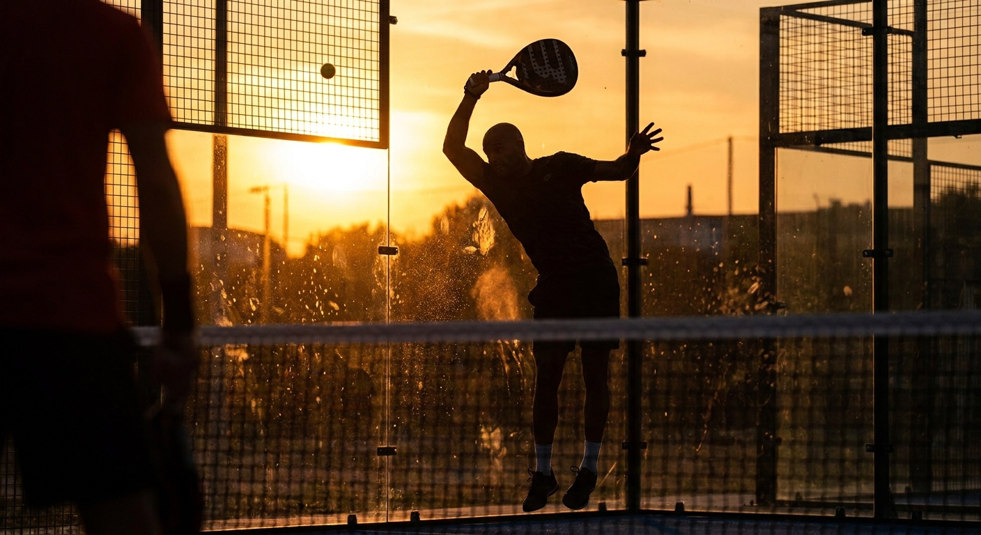 Padel athlete action shot