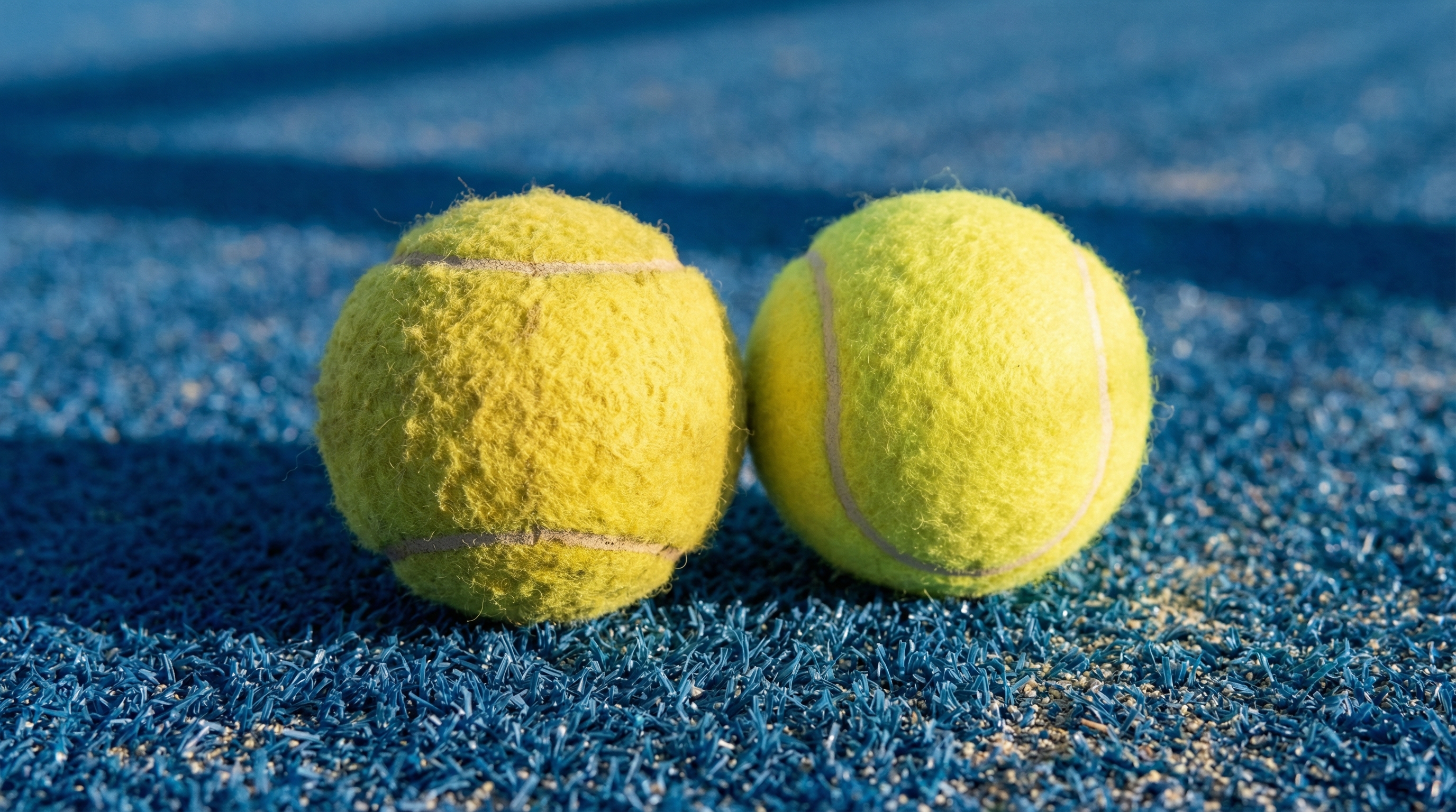 macro comparison of padel and tennis balls showing felt texture