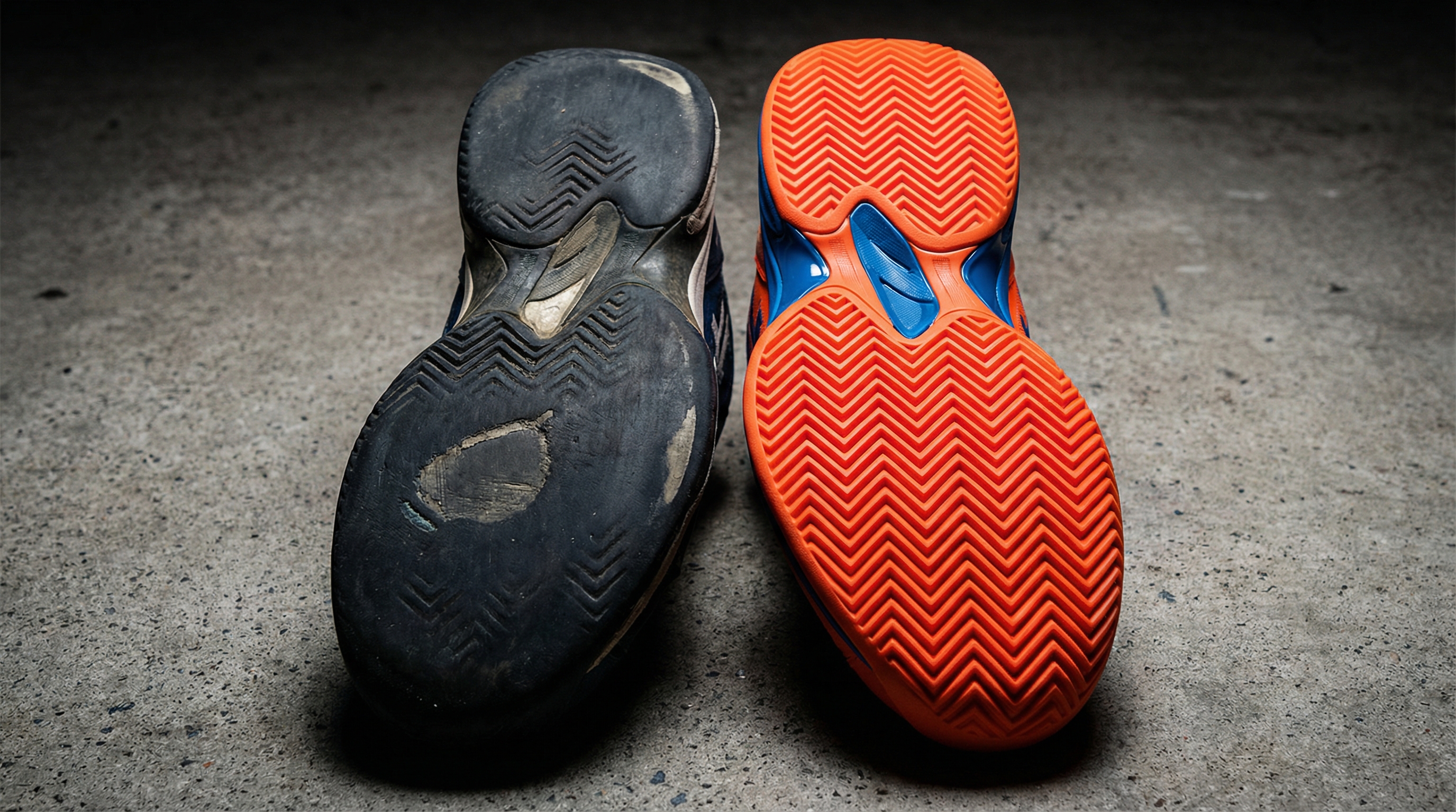 Worn vs New Padel Shoe Sole Comparison