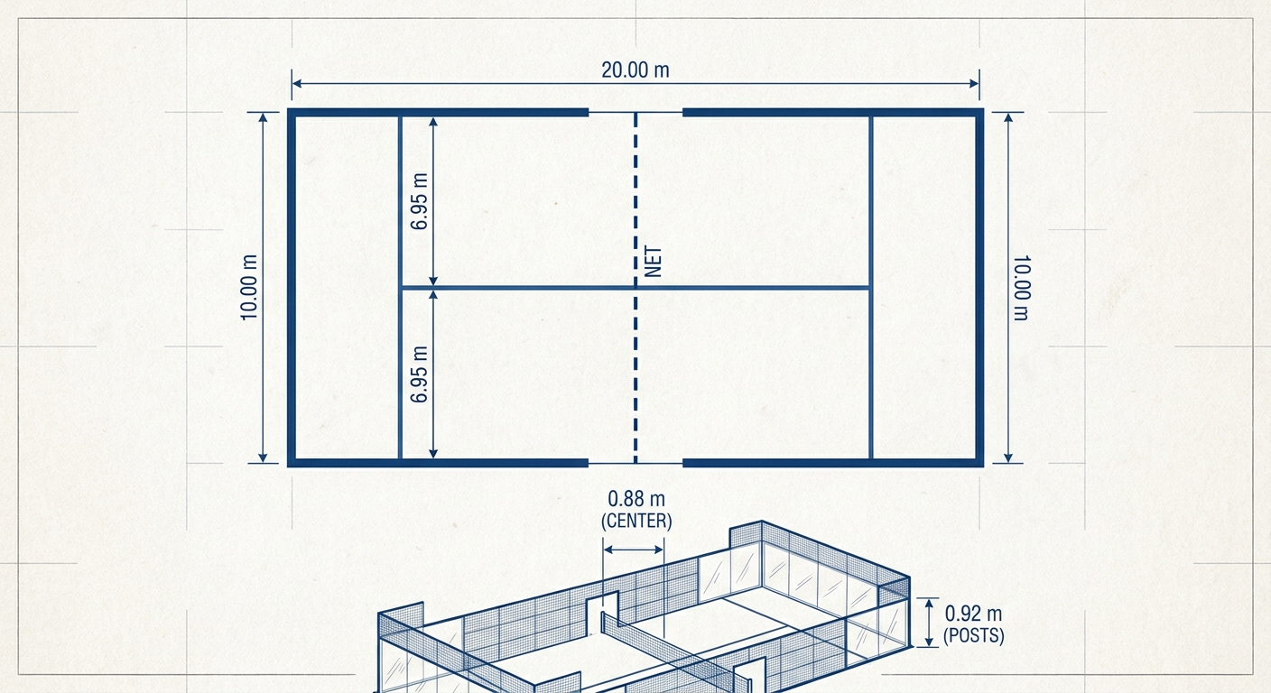 padel tennis court technical diagram