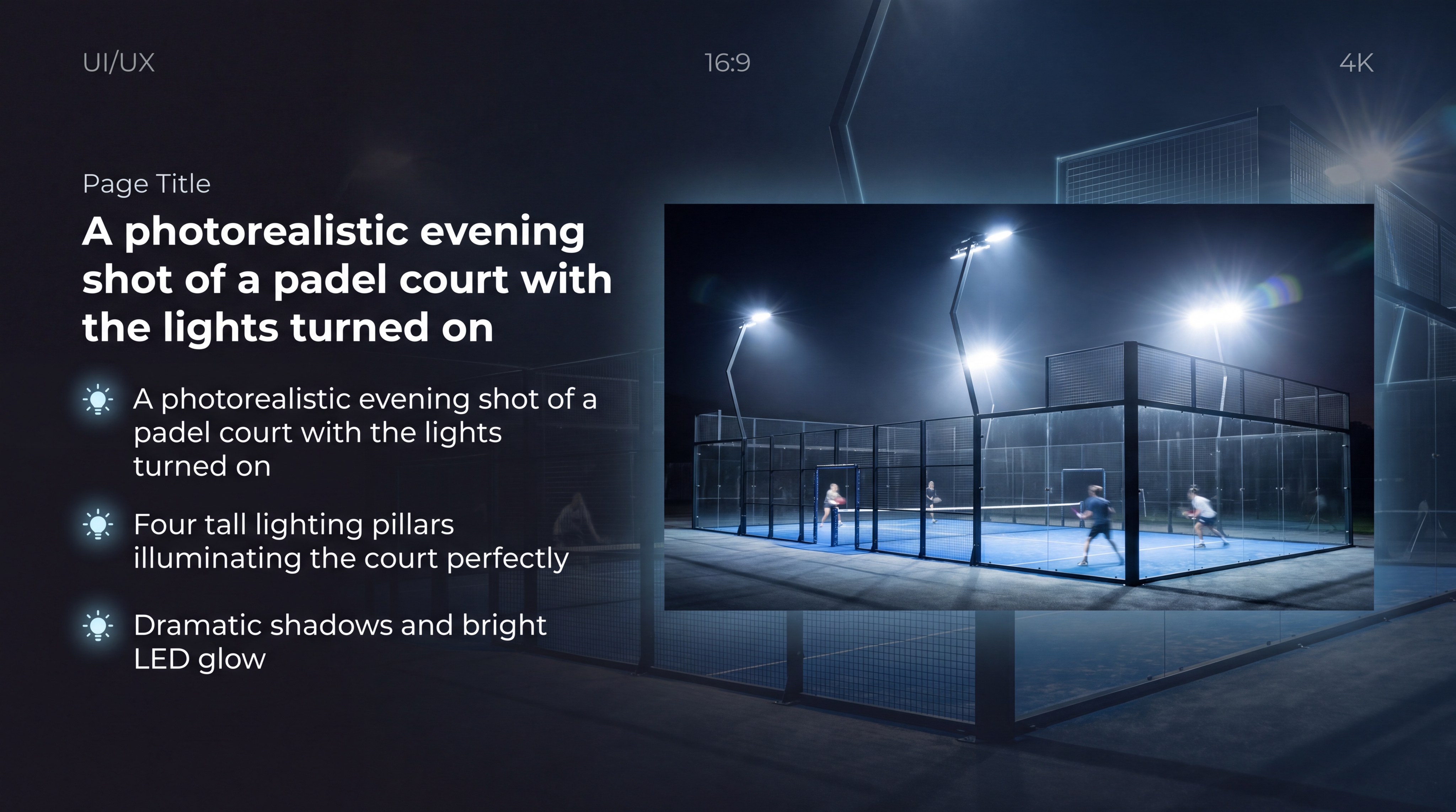 evening padel court lighting