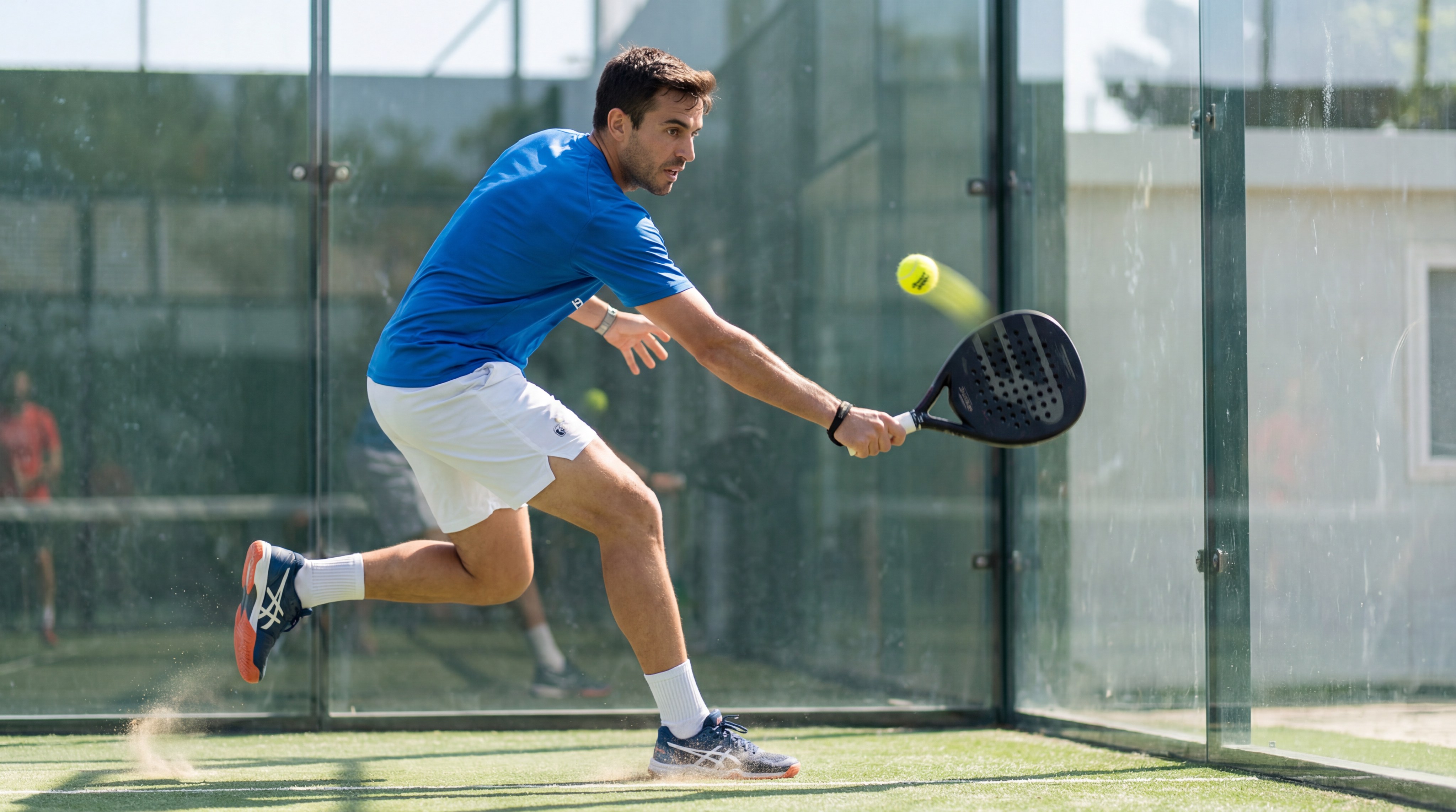 player mid swing on court