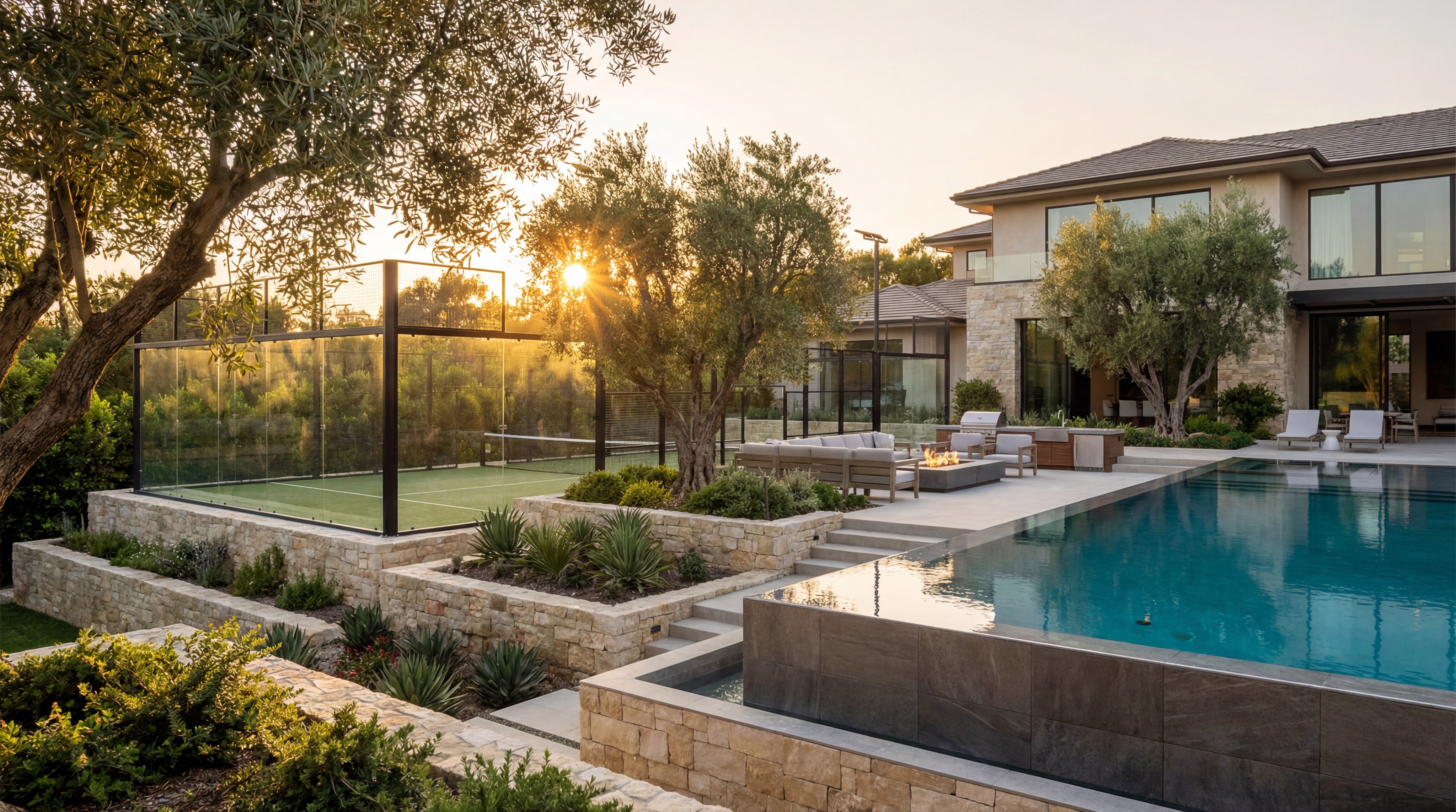 Luxury backyard padel court