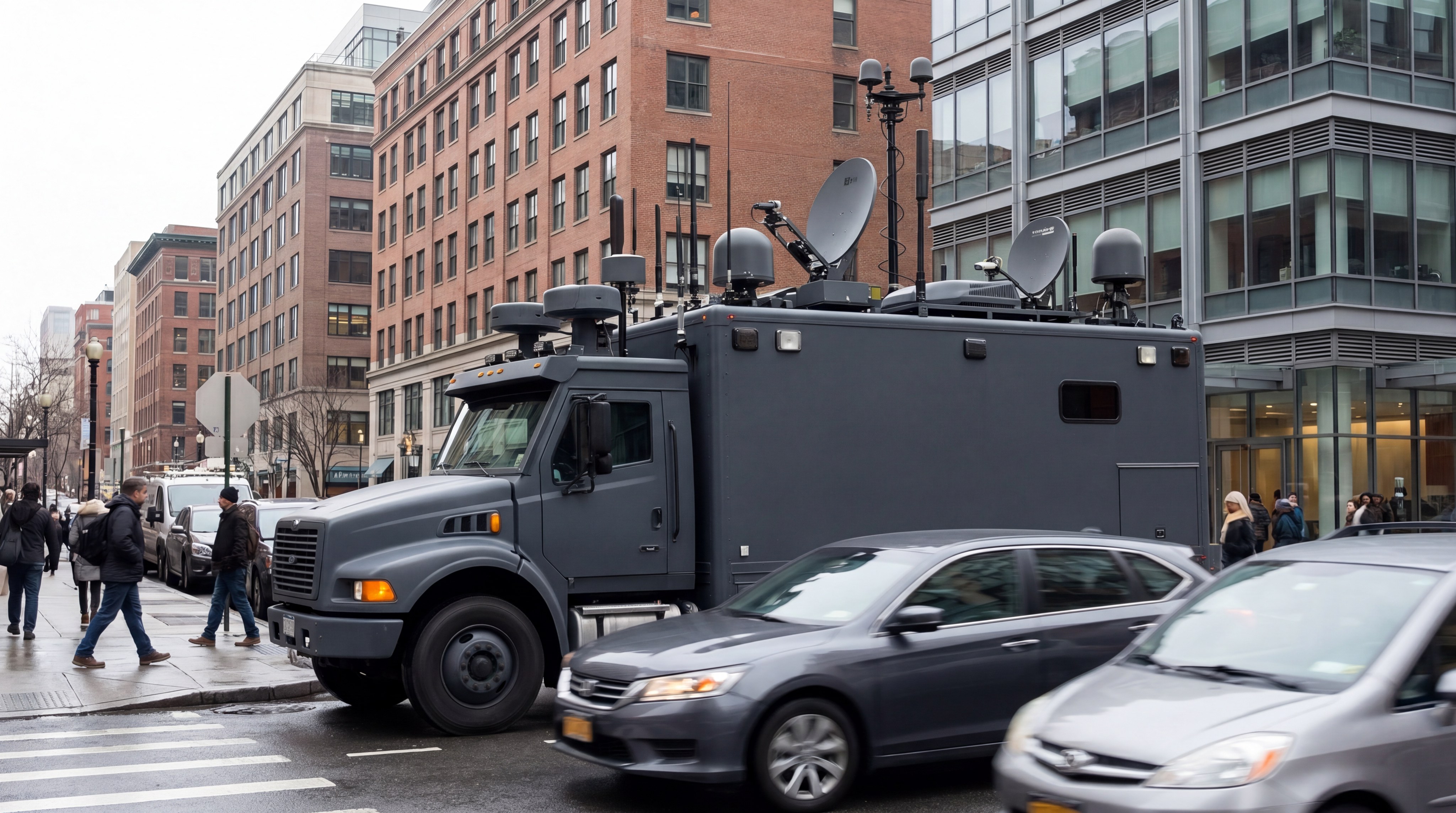 Mobile security command vehicle for drone monitoring