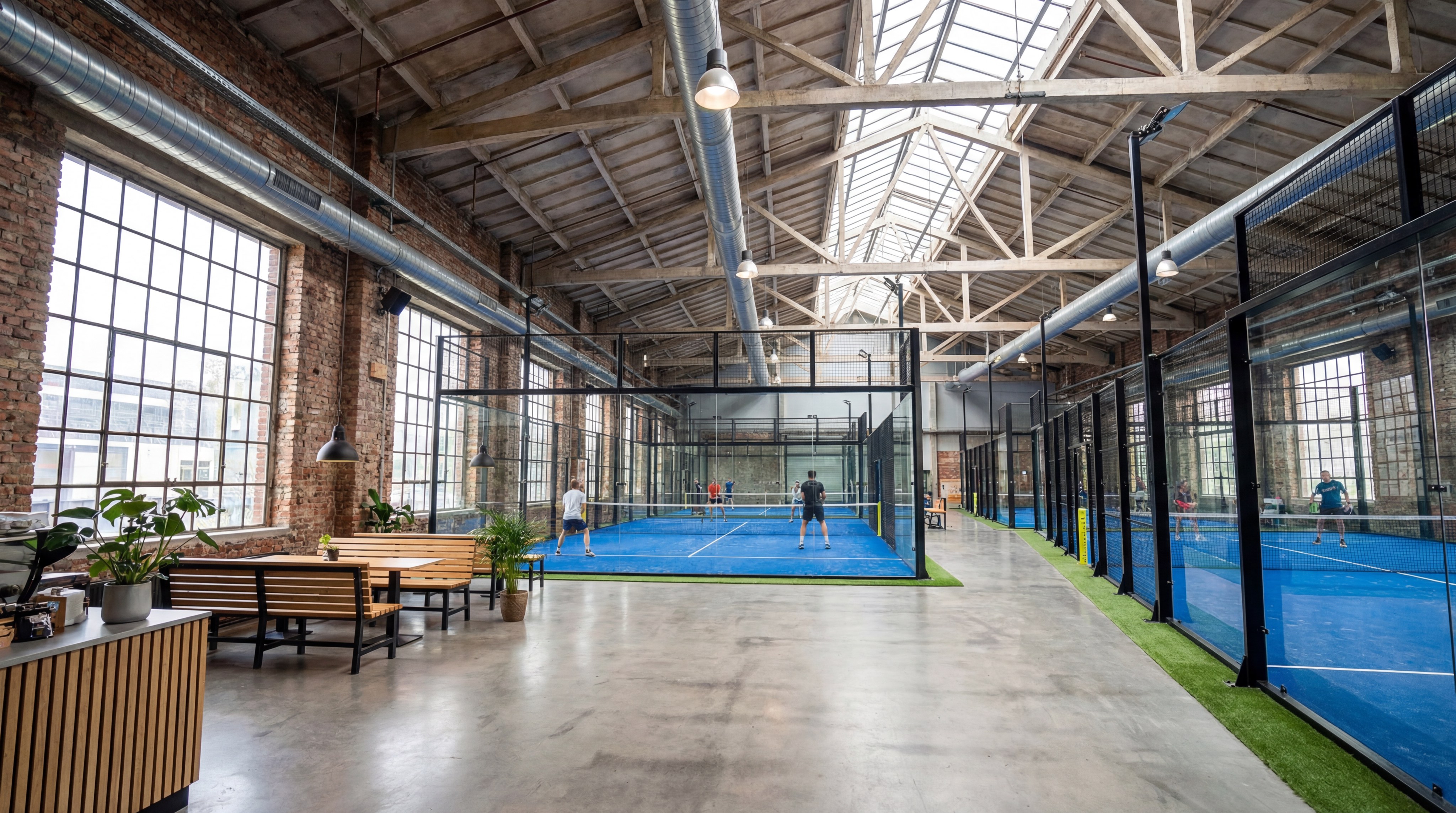 padel facility indoor wide angle