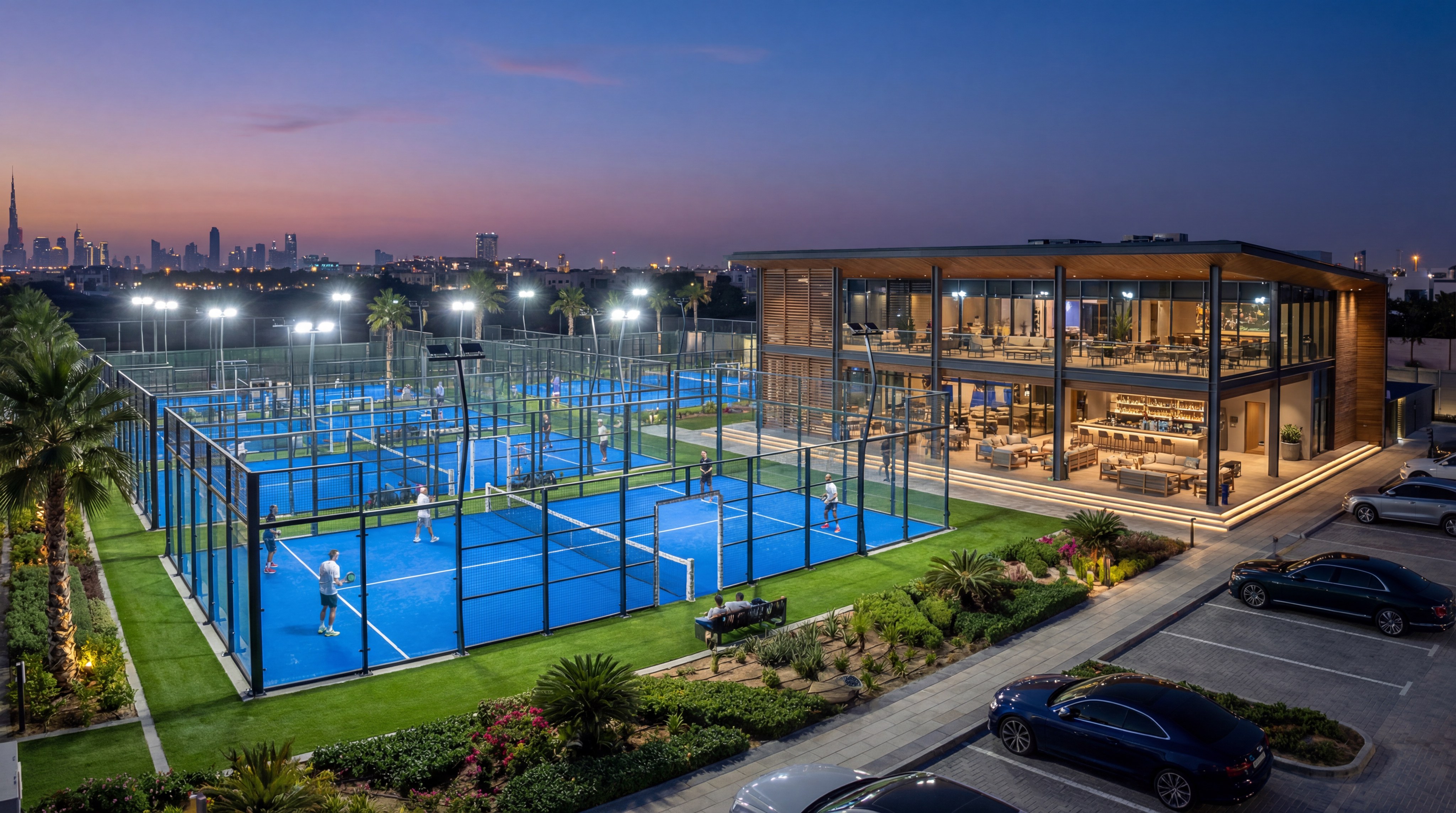 Modern Luxury Padel Facility Panoramic View