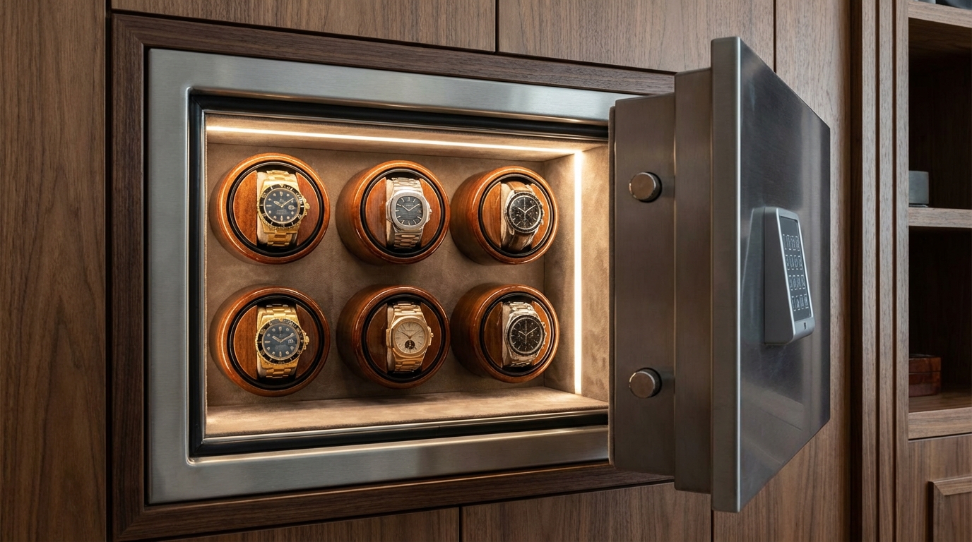 Luxury watch safe interior view