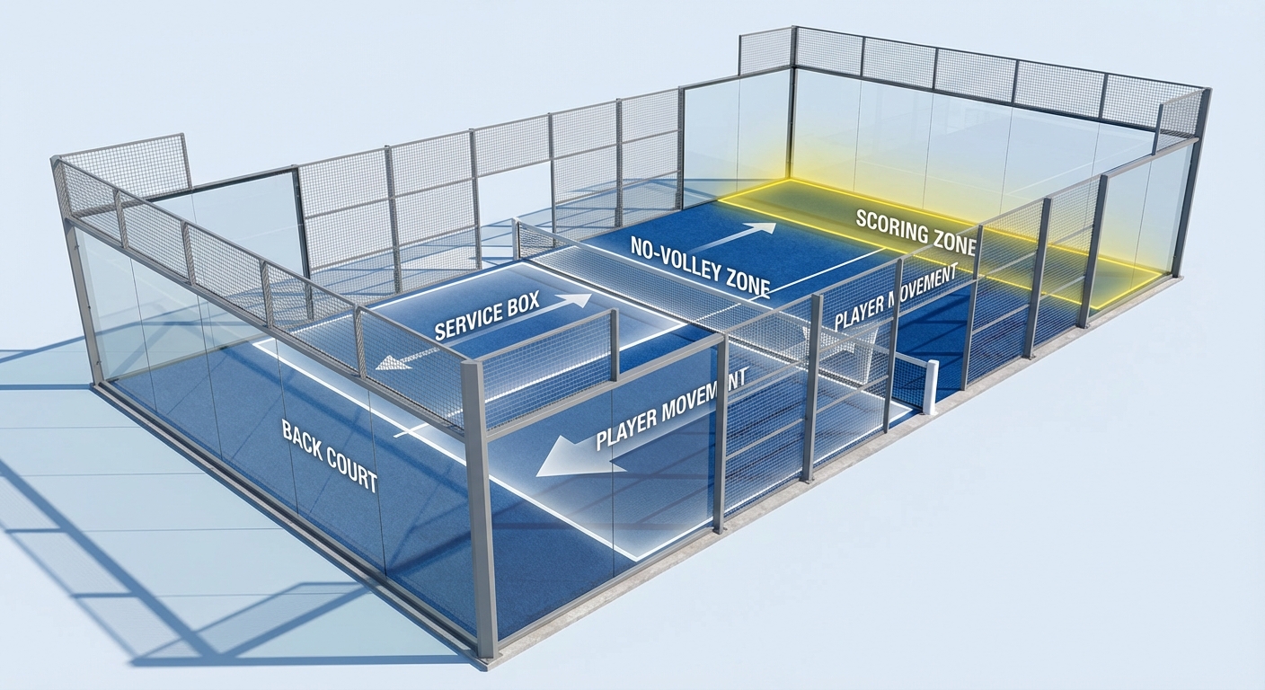 padel court 3d infographic