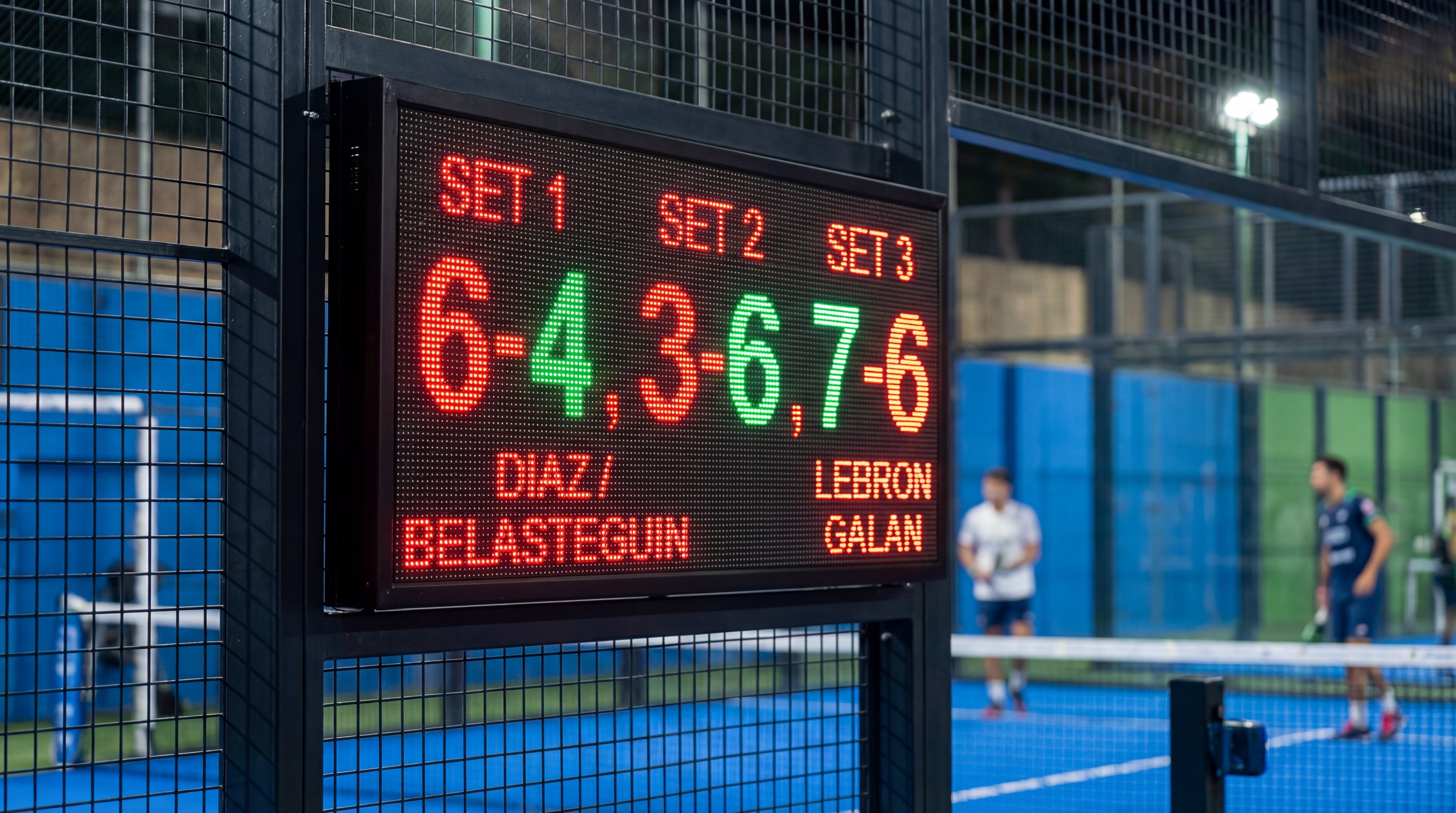 padel tournament scoreboard closeup
