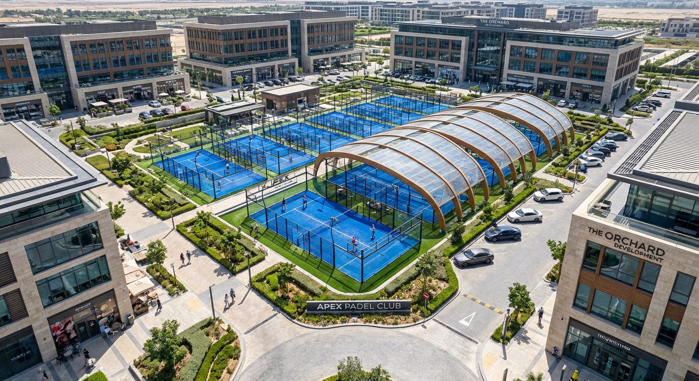 Modern padel club drone view