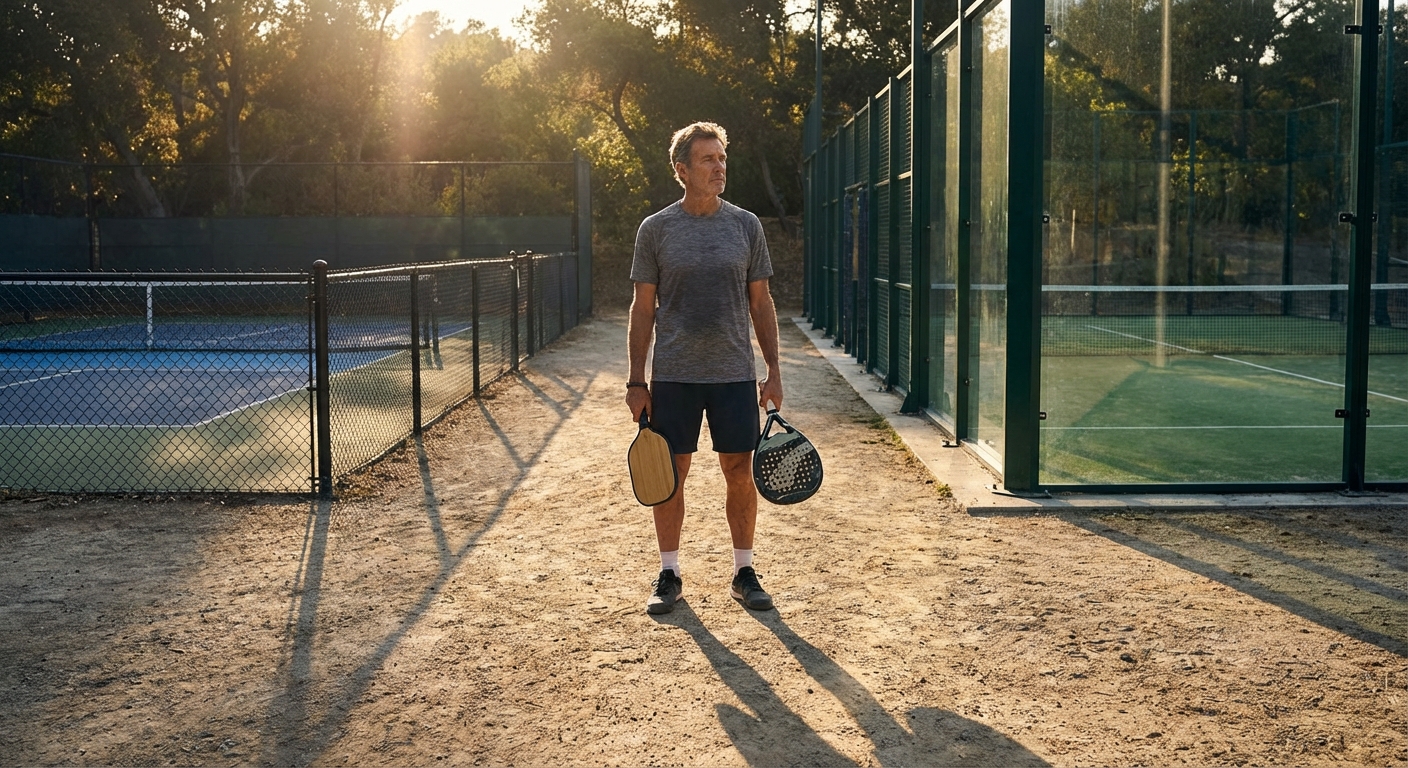 Athlete at crossroads of courts