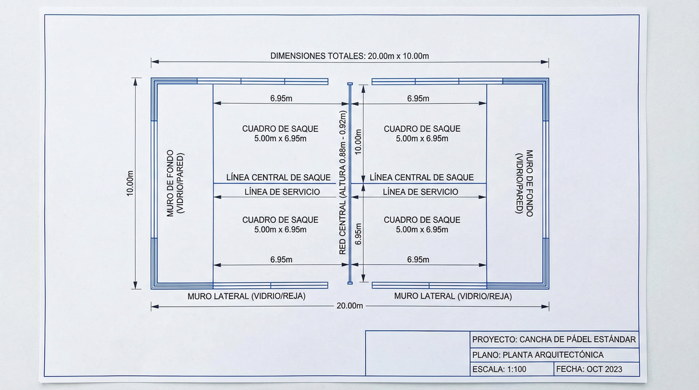 padel court technical blueprint