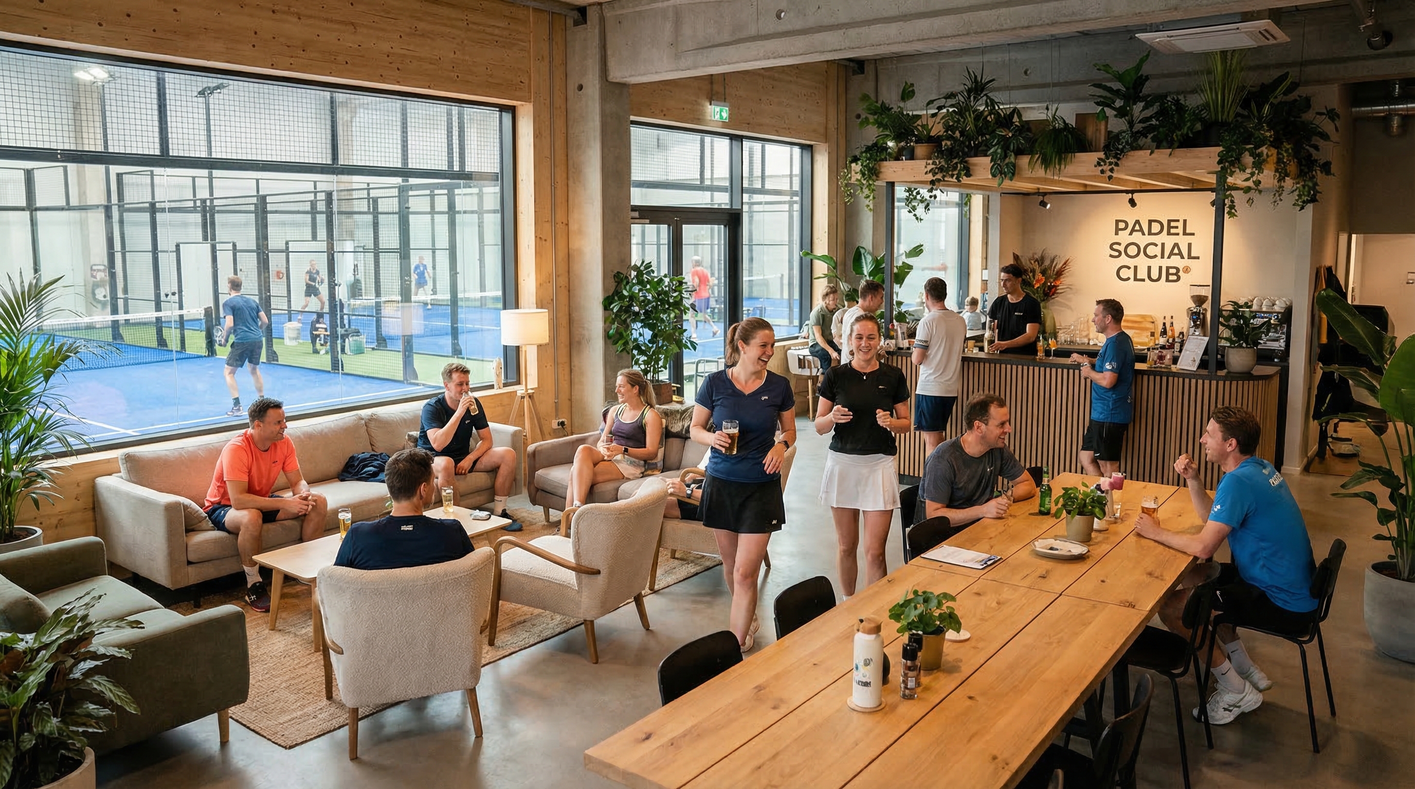 padel facility social lounge