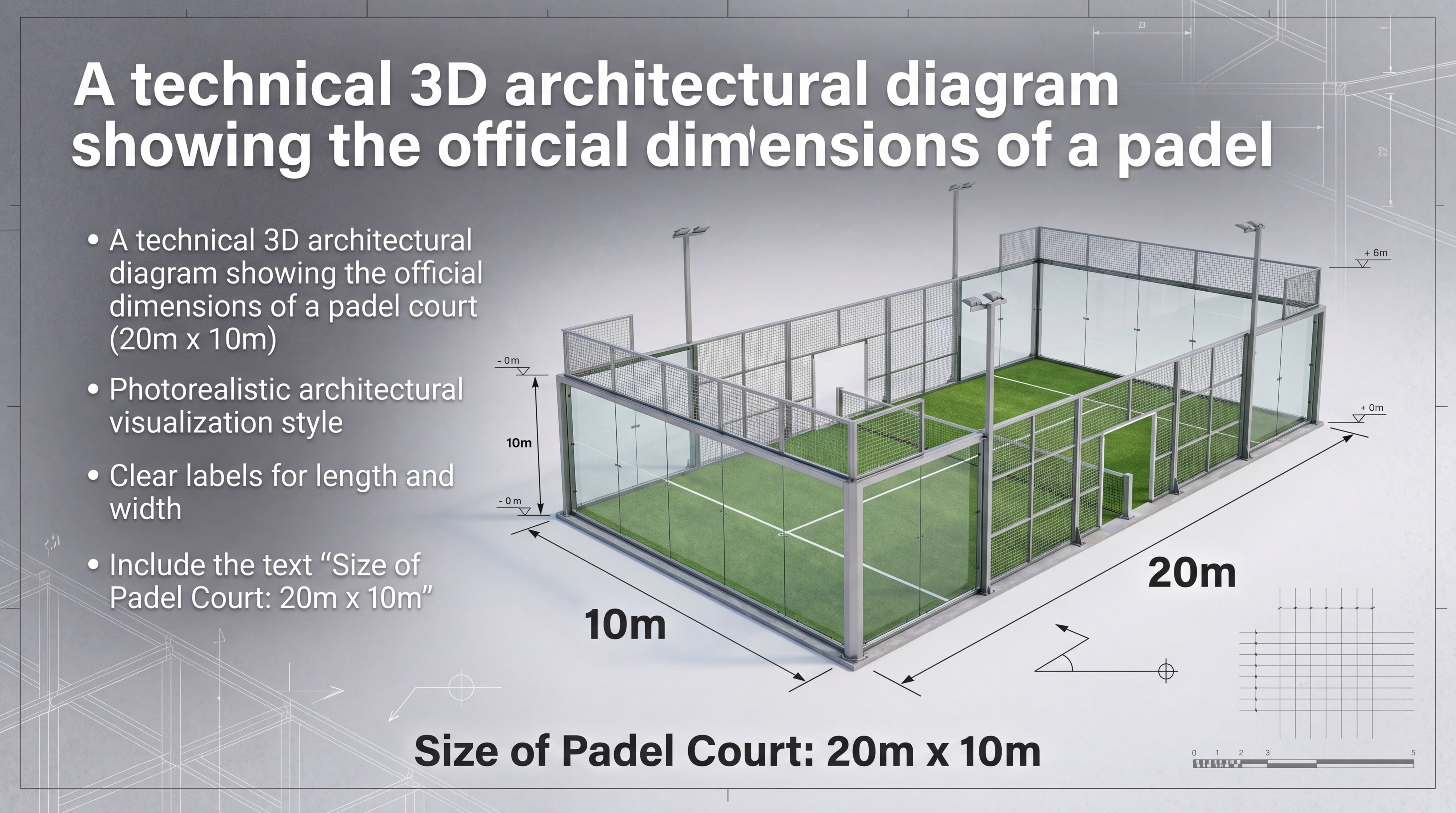 padel court dimensions diagram