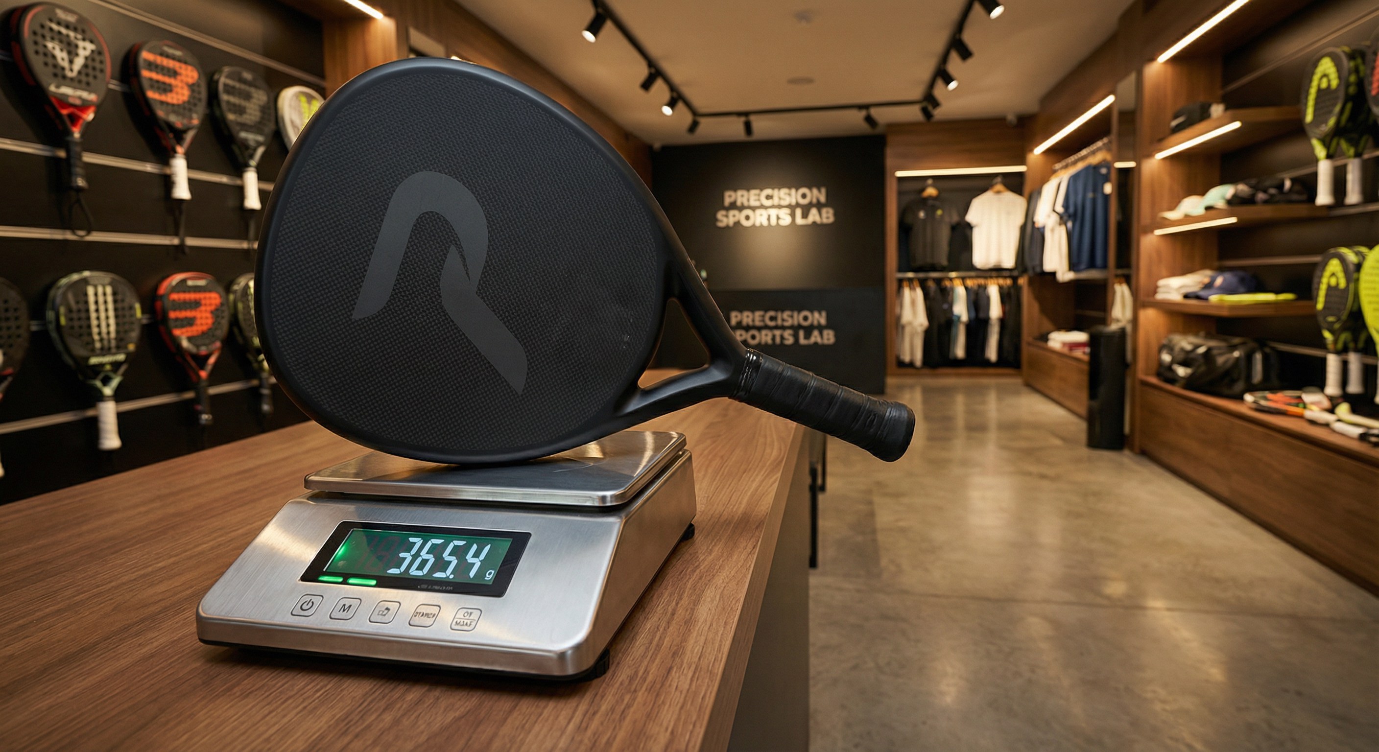 padel racket weight measurement