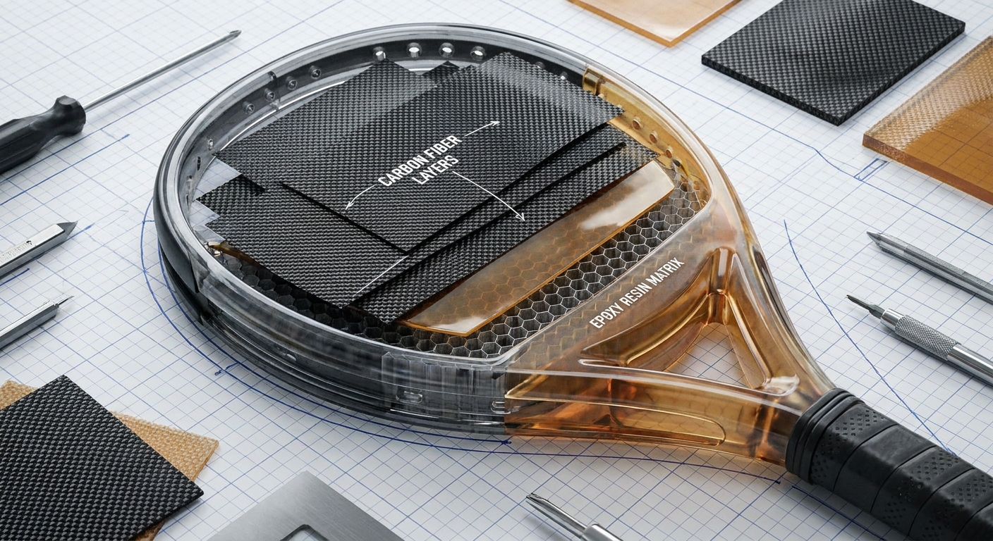 padel racket technical cross section