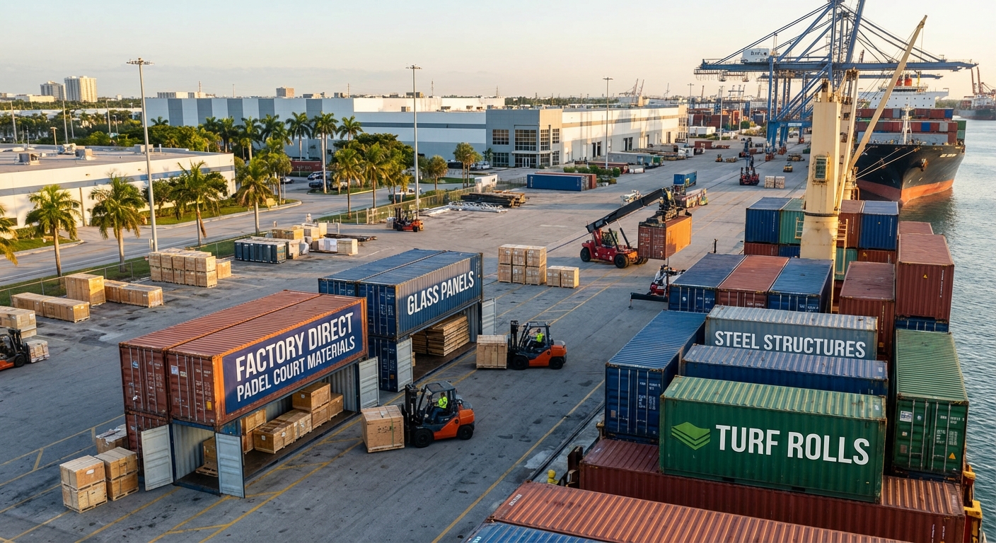 padel court materials shipping port