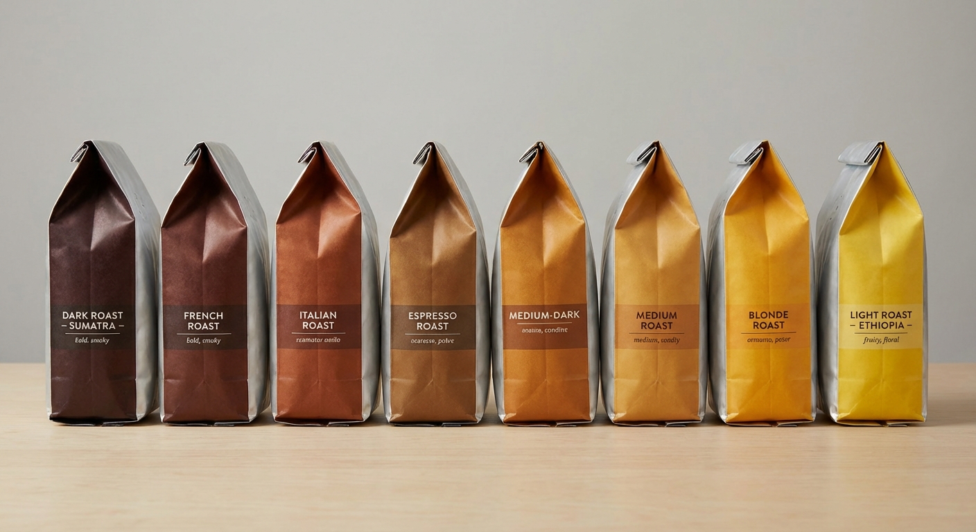 Premium coffee storytelling packaging design showcasing farm-to-cup narrative elements