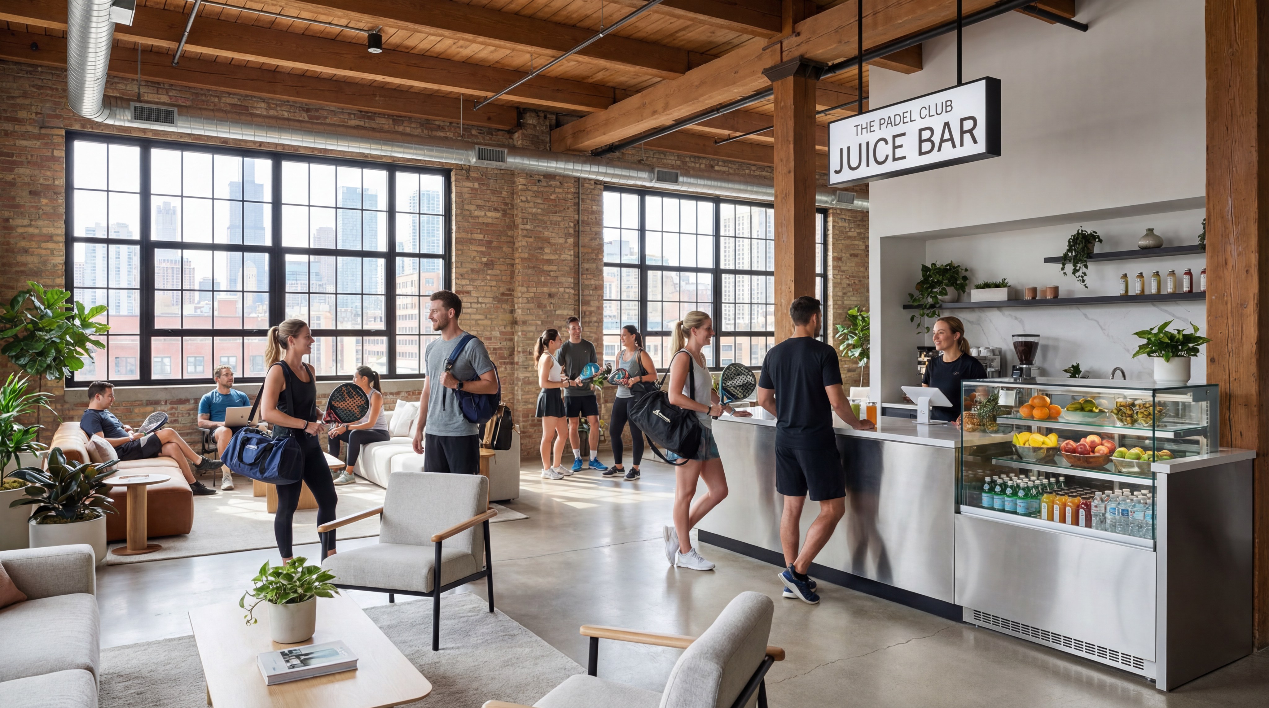 luxury padel club lounge chicago