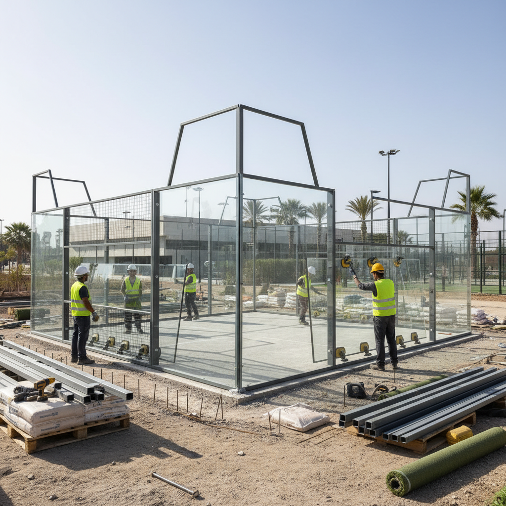 padel court construction scene