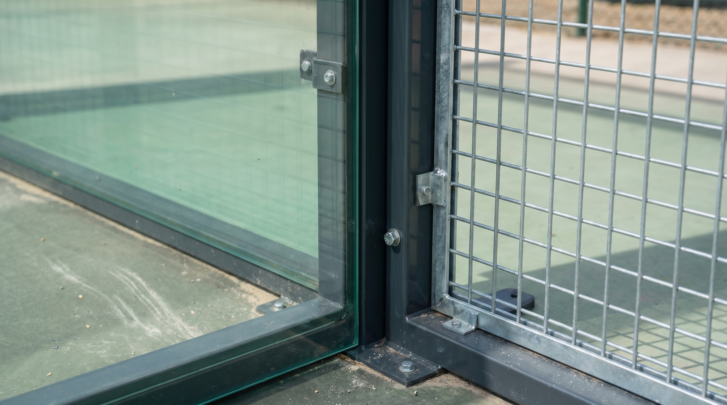 padel court glass wall detail