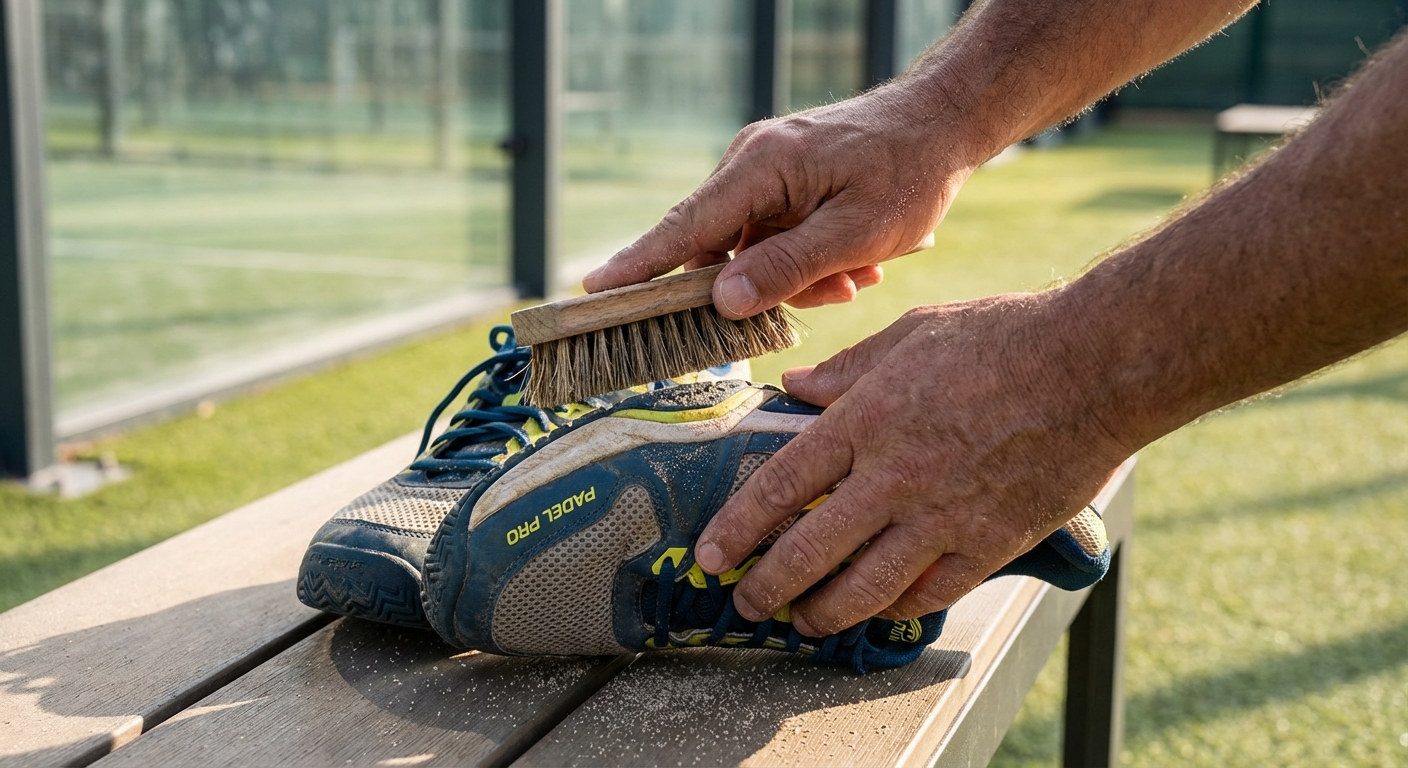 Padel shoe maintenance photorealism