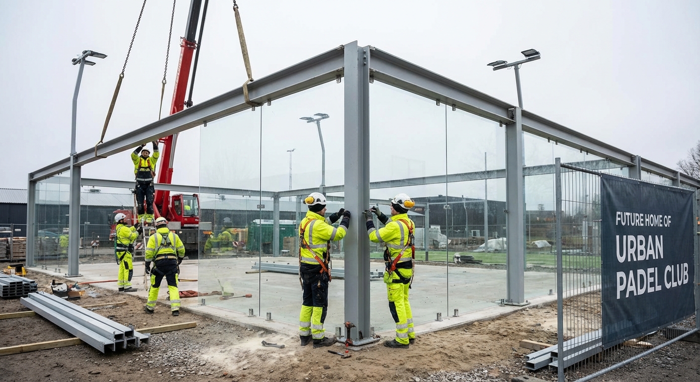 Padel court construction assembly