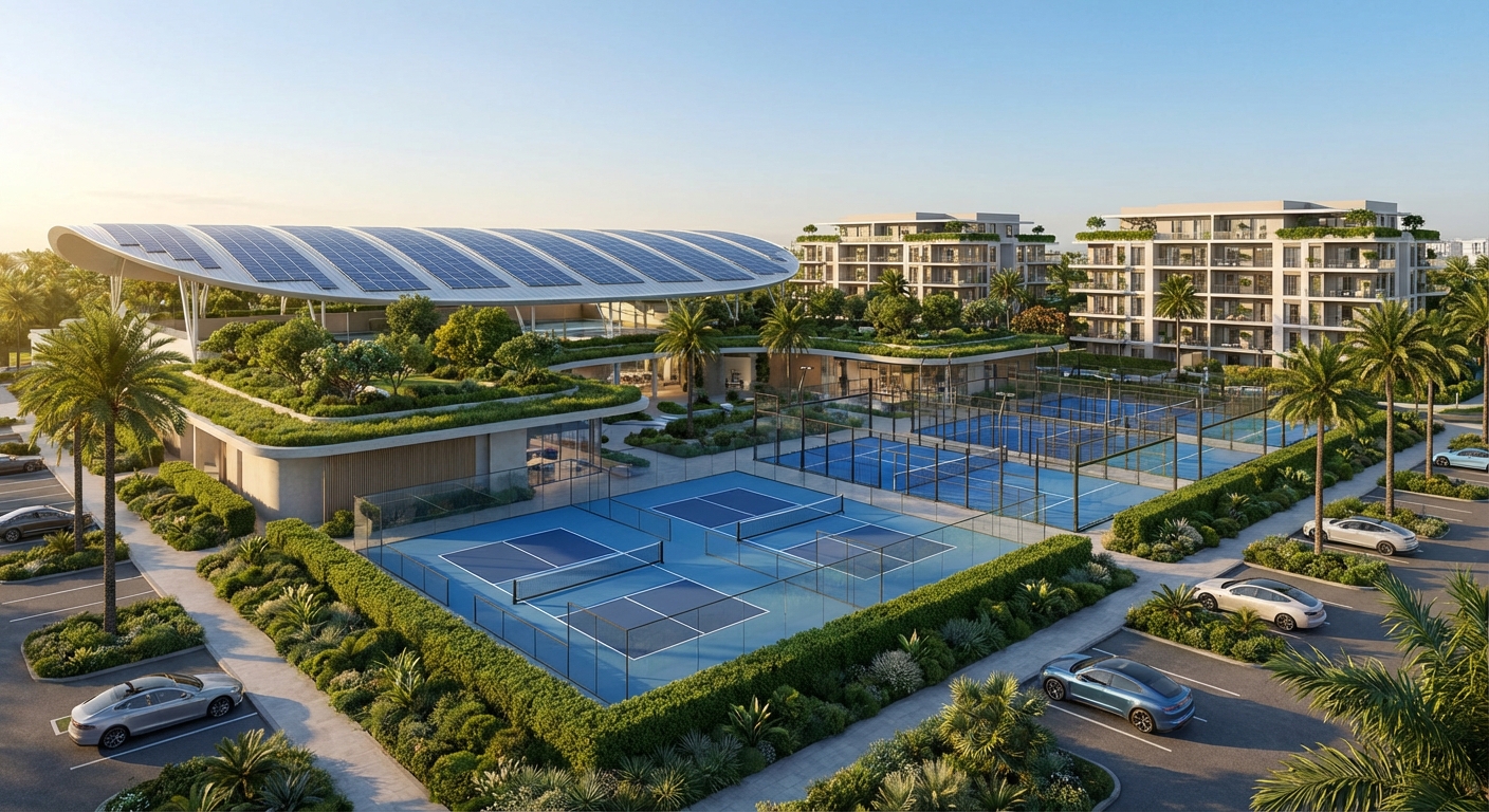 Futuristic sports hub visualization