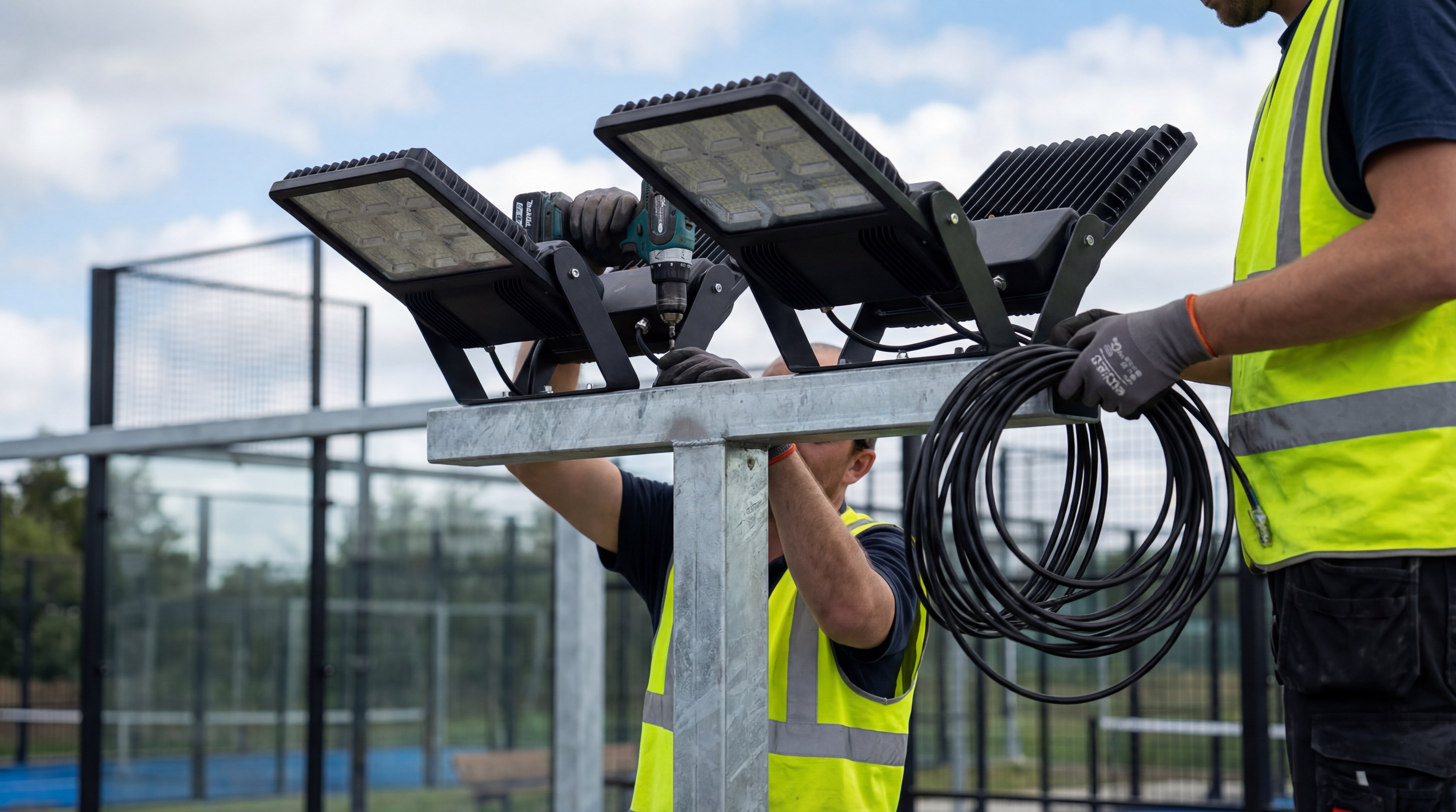 padel led lighting installation