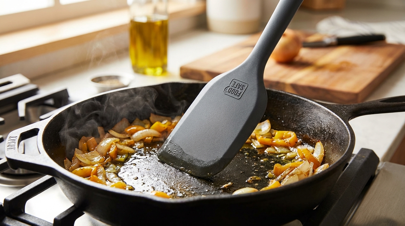 Silicone Spatula in Hot Pan
