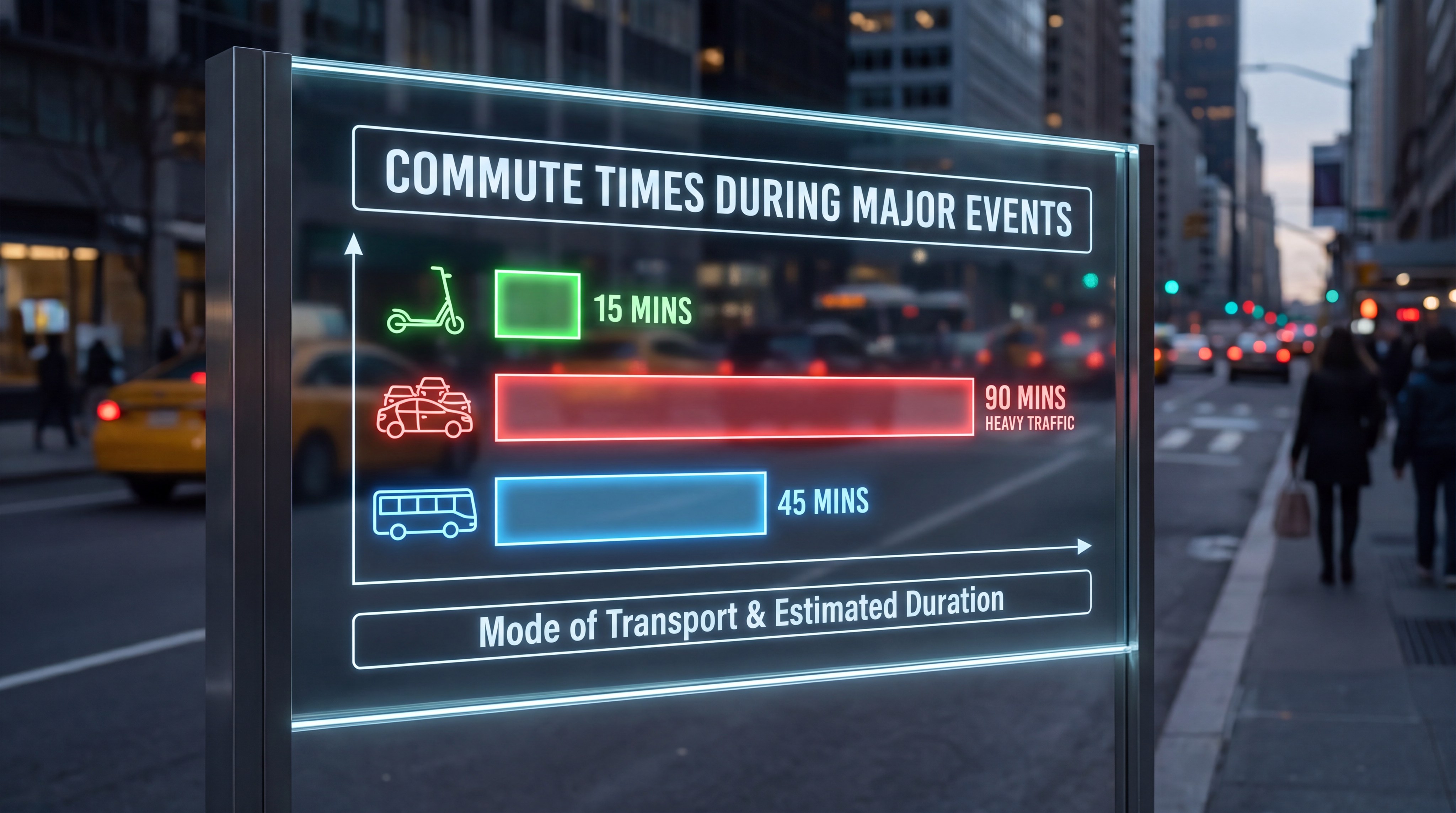 Infographic detailing travel times and options