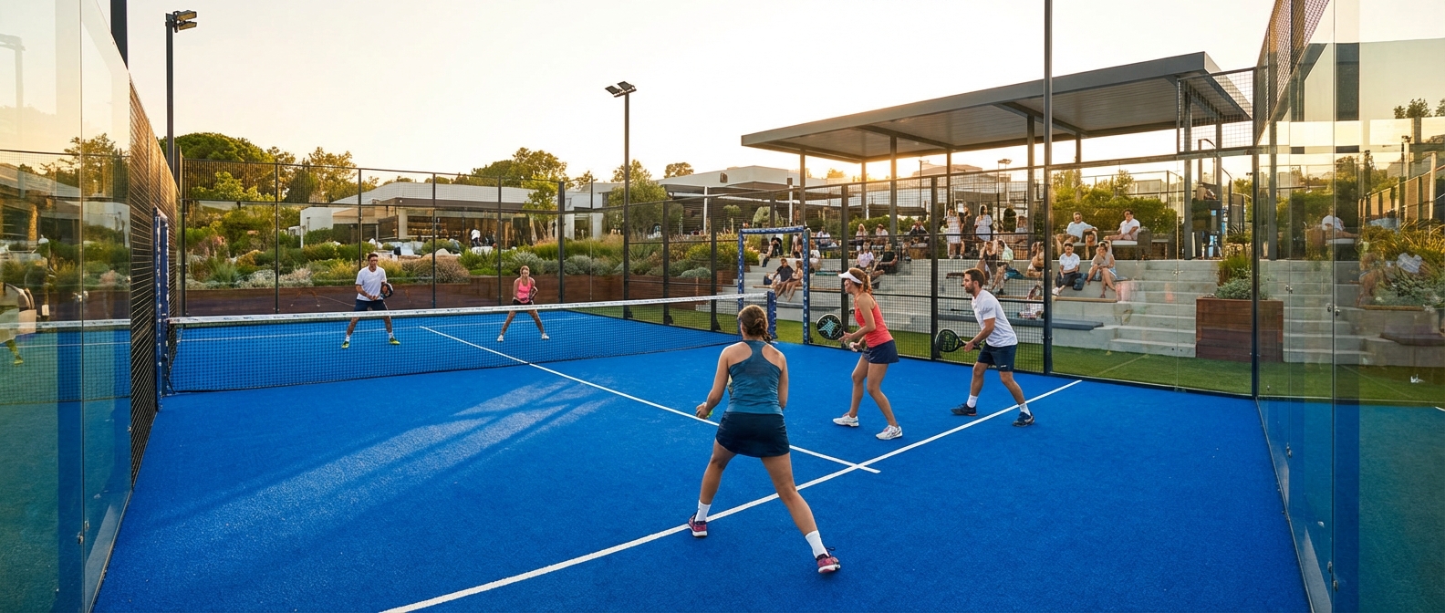 luxury padel court action shot