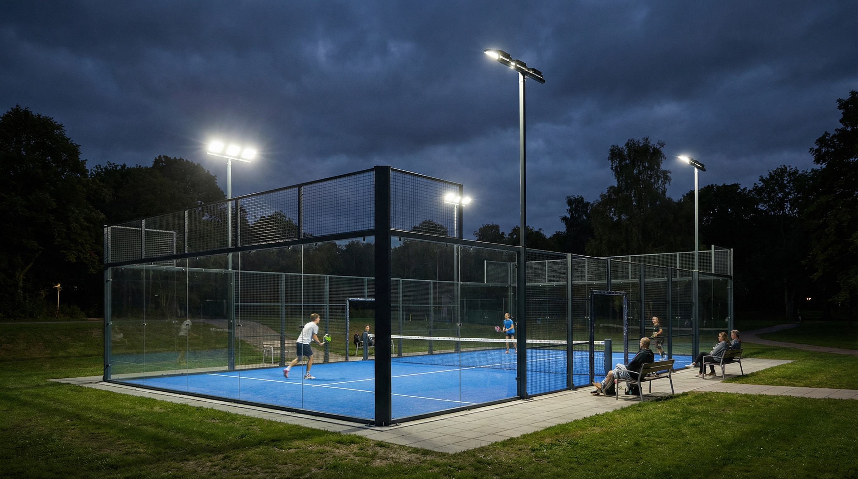 padel court night illumination