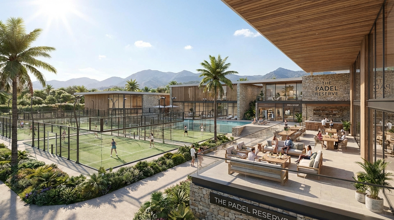 Luxury padel club with multiple courts and high-end amenities