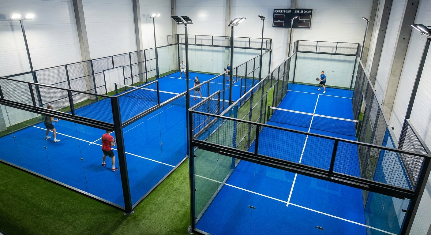Comparison layout showing a narrower singles court next to a standard doubles court.