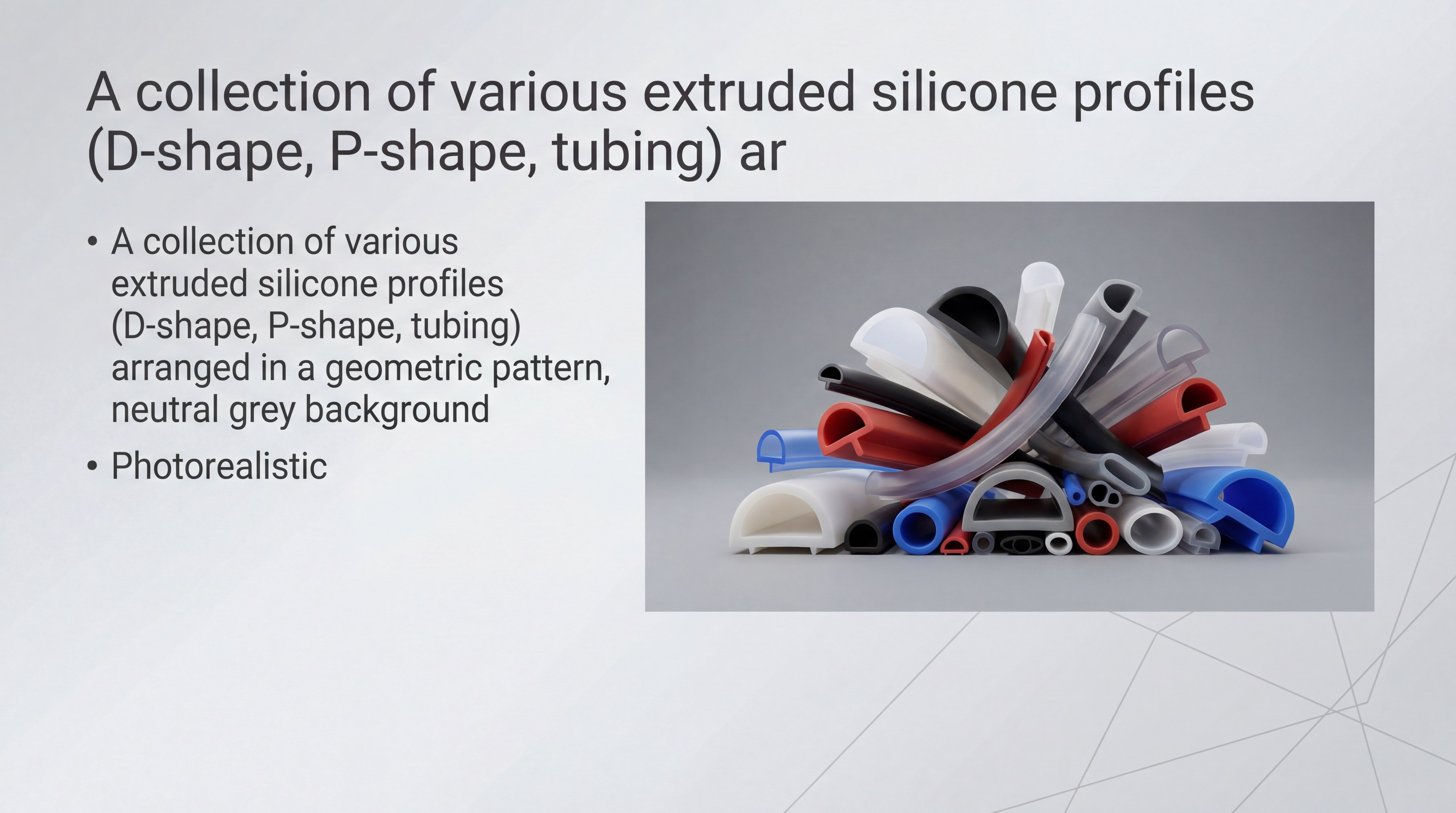 A collection of various extruded silicone profiles