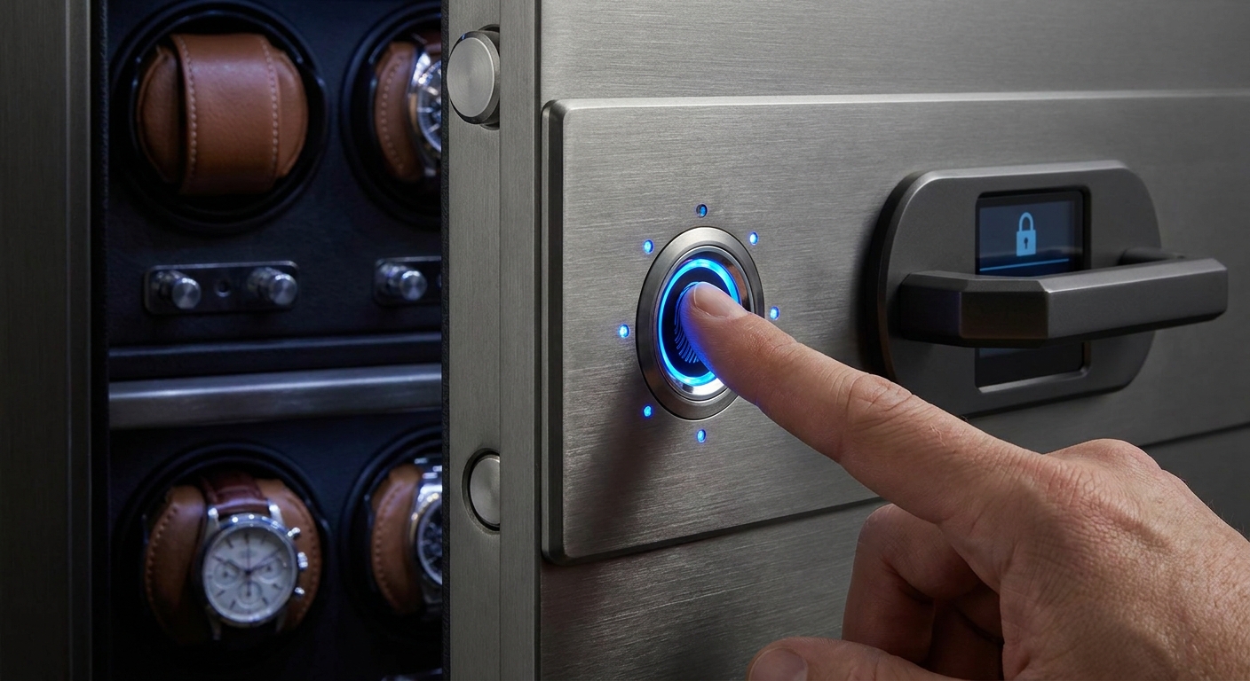 Biometric fingerprint scanner watch safe locking mechanism