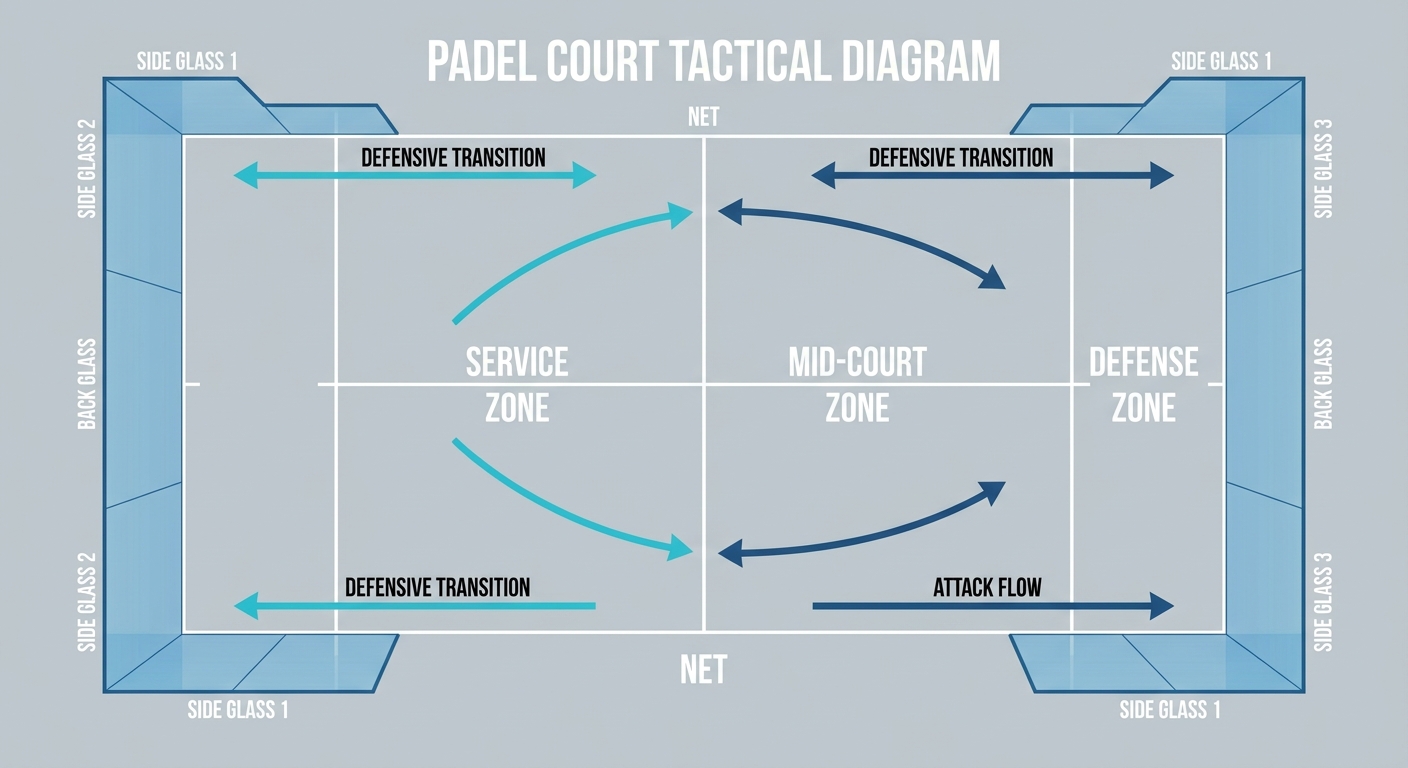 padel court tactical diagram