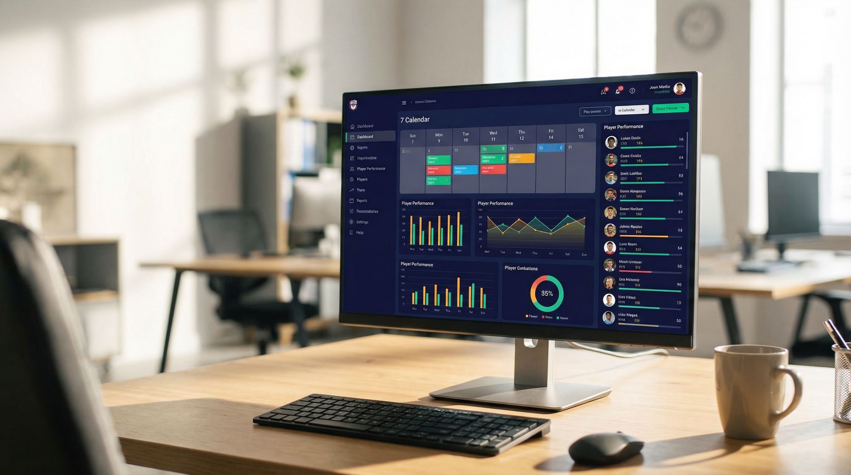 sports management dashboard ui