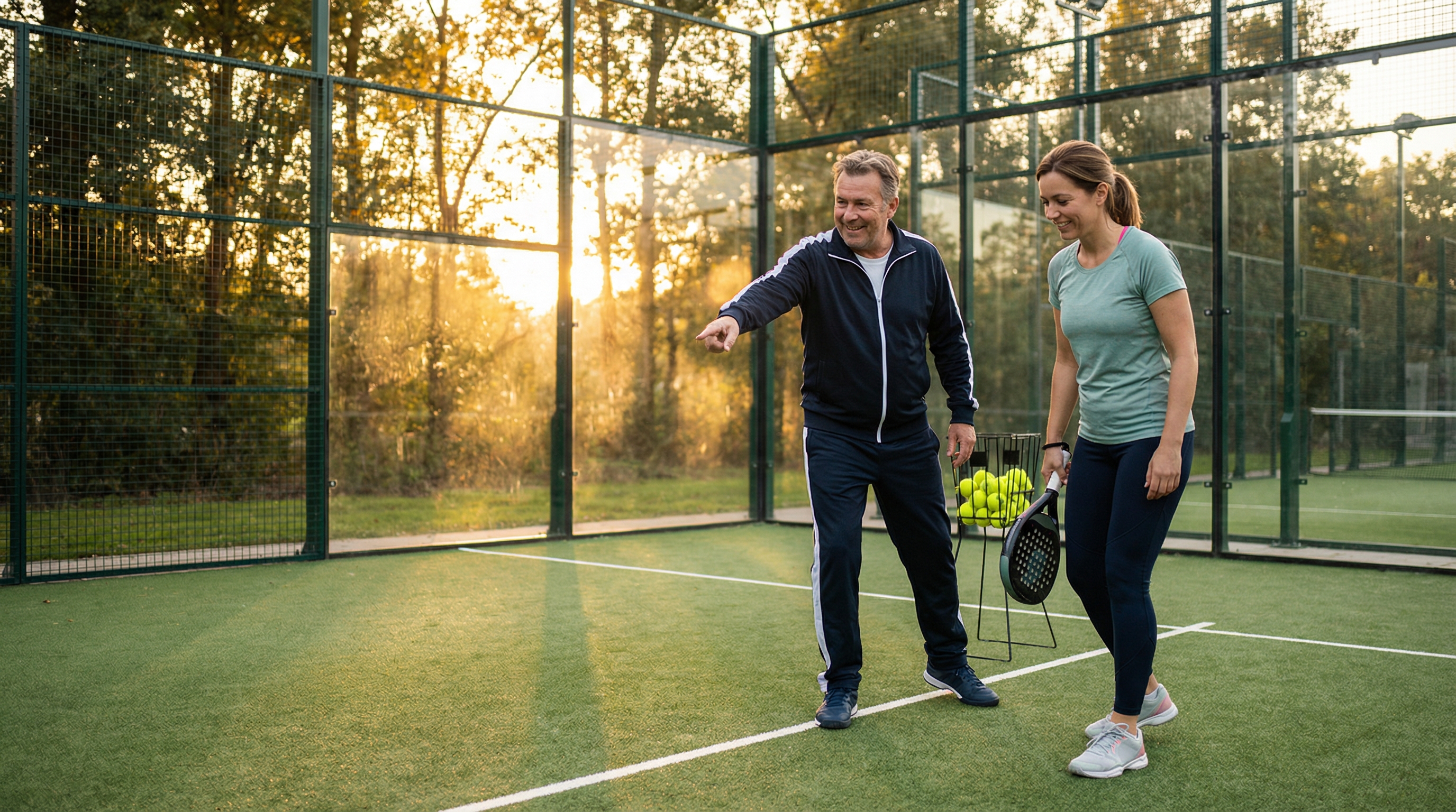 Padel coach instruction scene