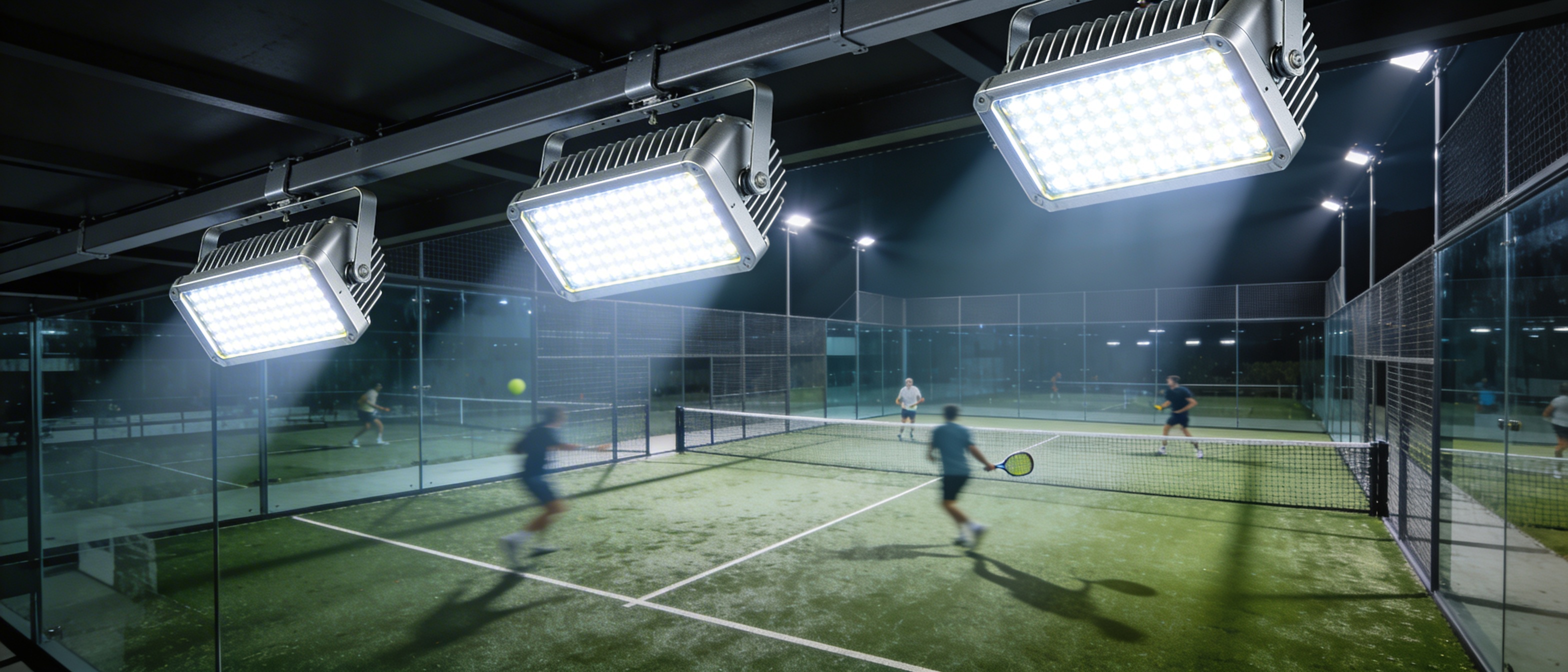 LED floodlights in a padel arena