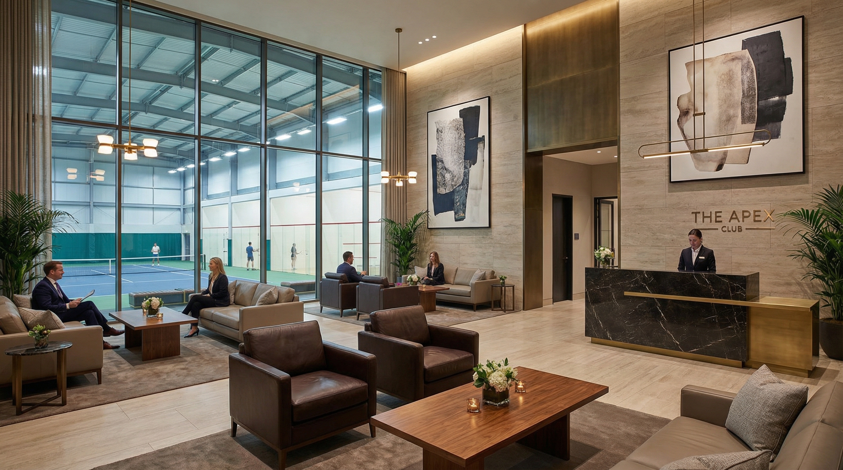 luxury sports club reception lounge